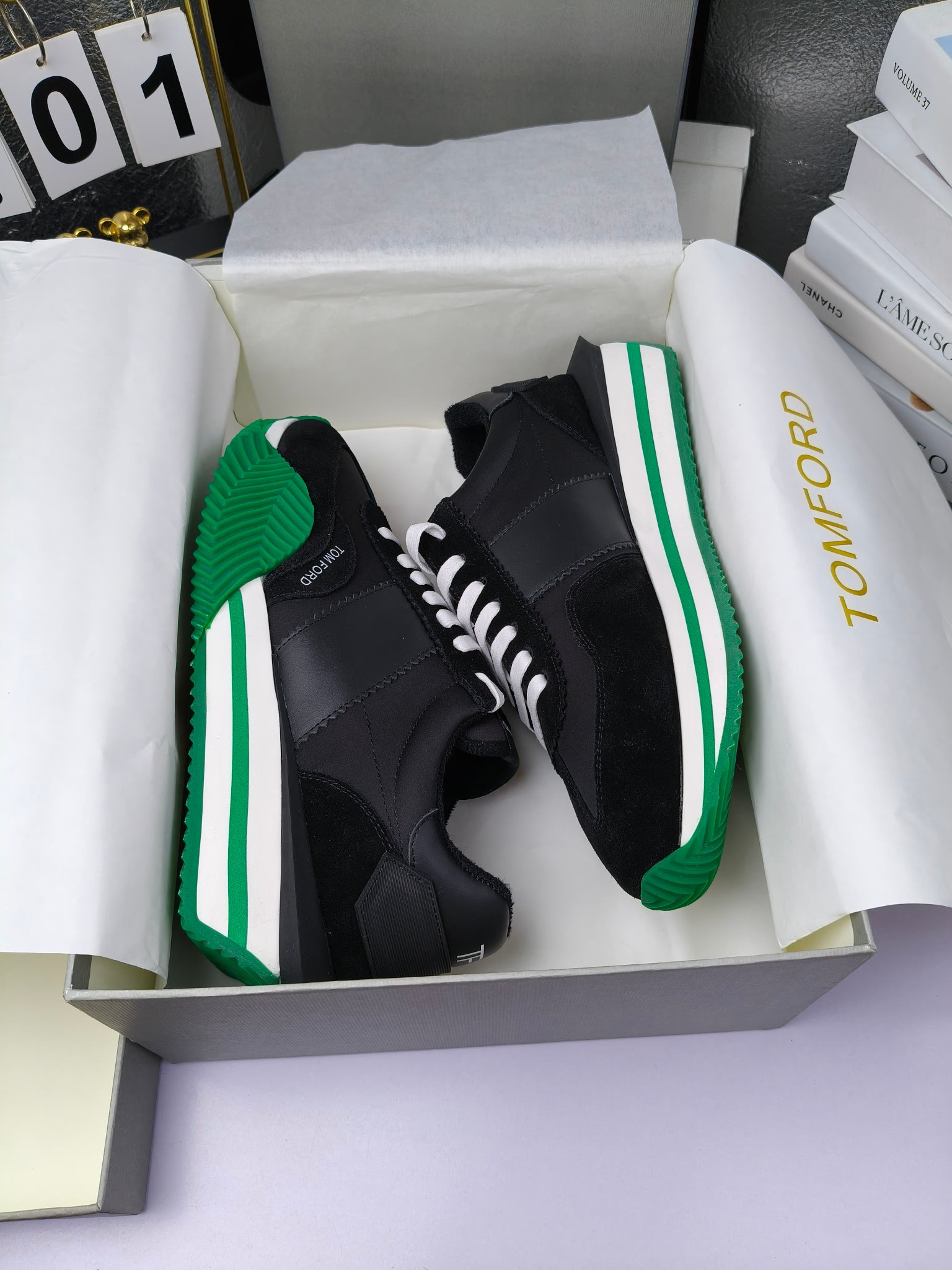 Tom Ford Retro Lift Sneakers Black/Green