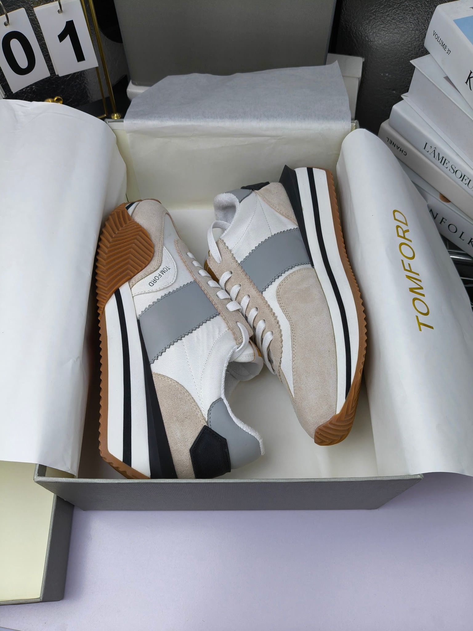 Tom Ford Retro Lift Sneakers White/Gray