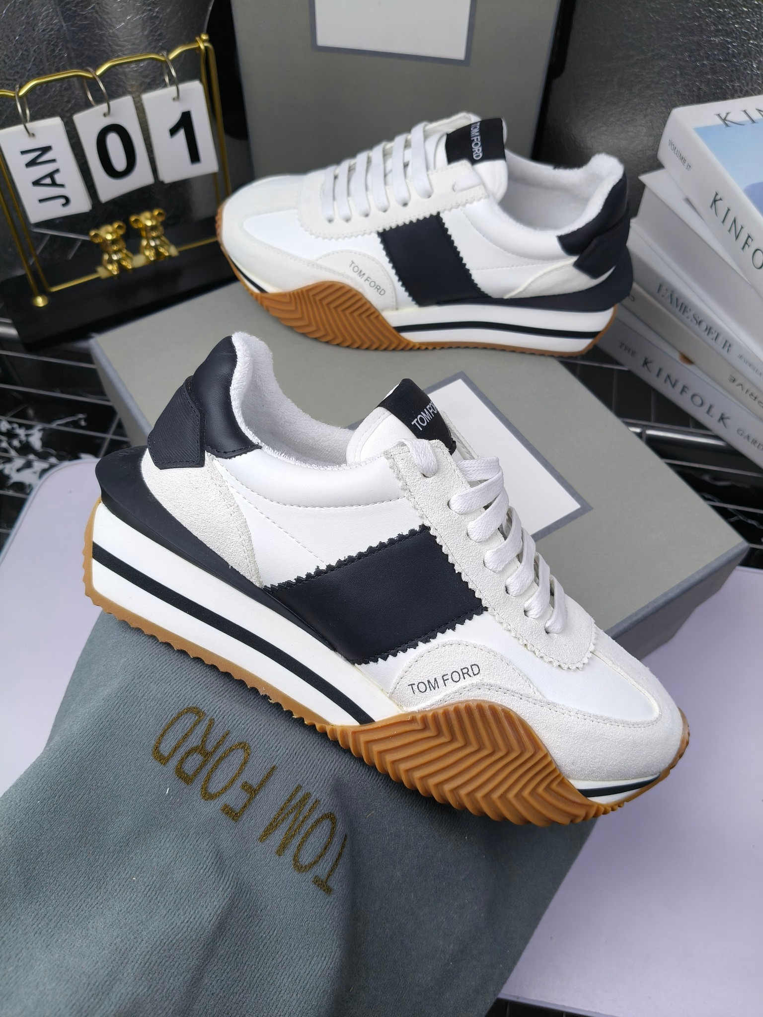 Tom Ford Retro Platform Sneakers White Black