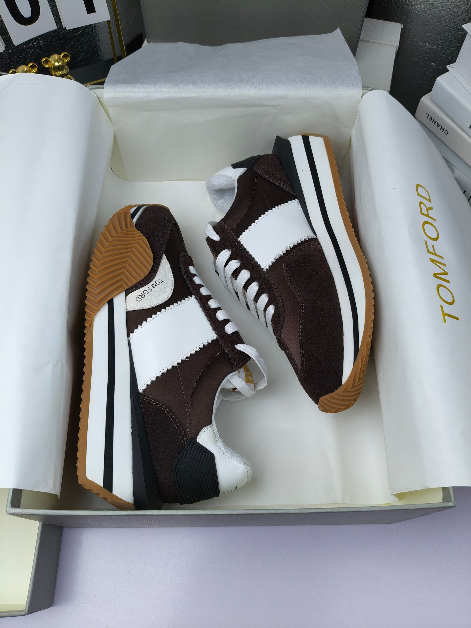 Tom Ford Retro Lift Sneakers Brown/White