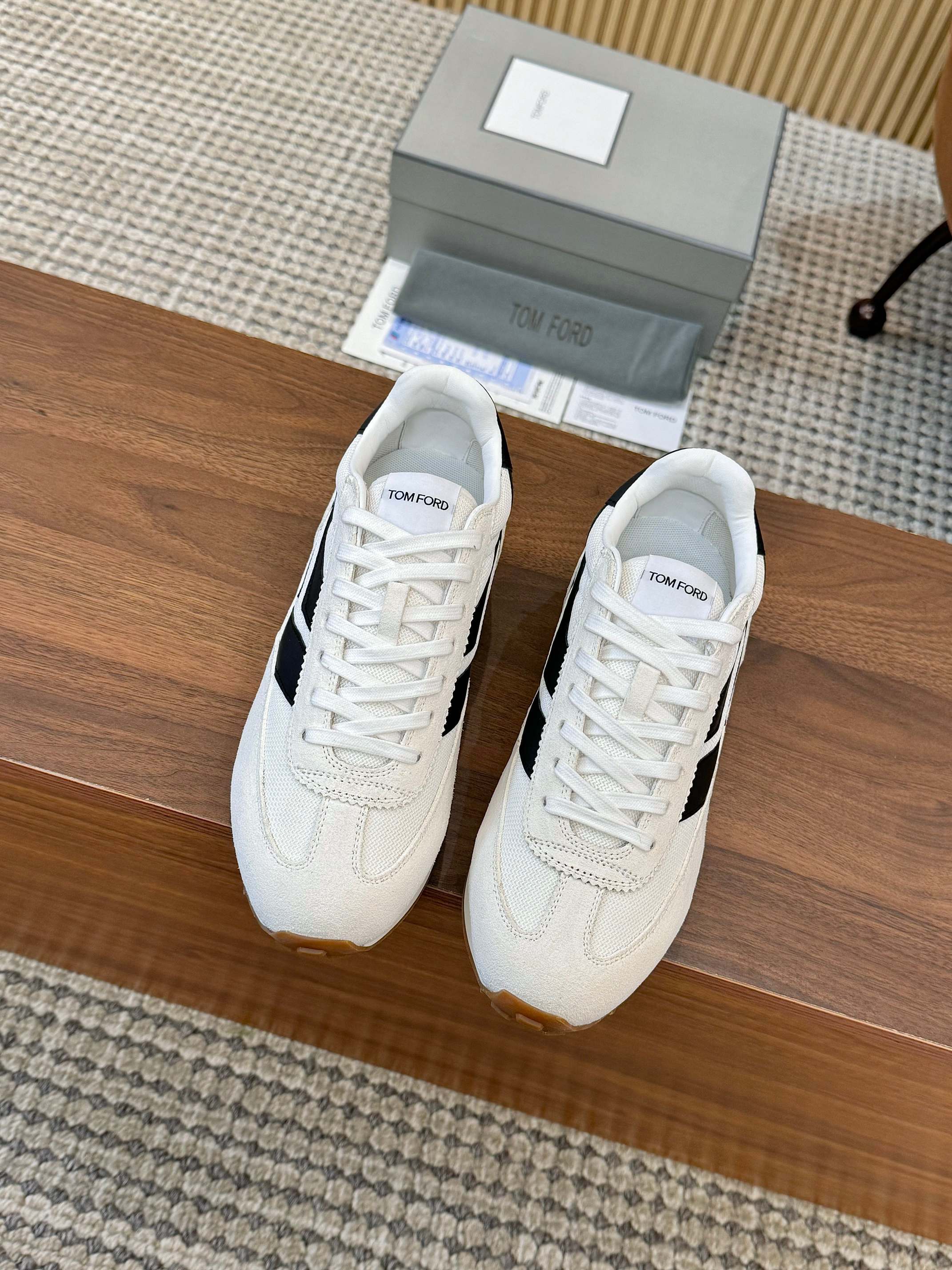 Tom Ford Retro Low-Top Sneakers White/Black