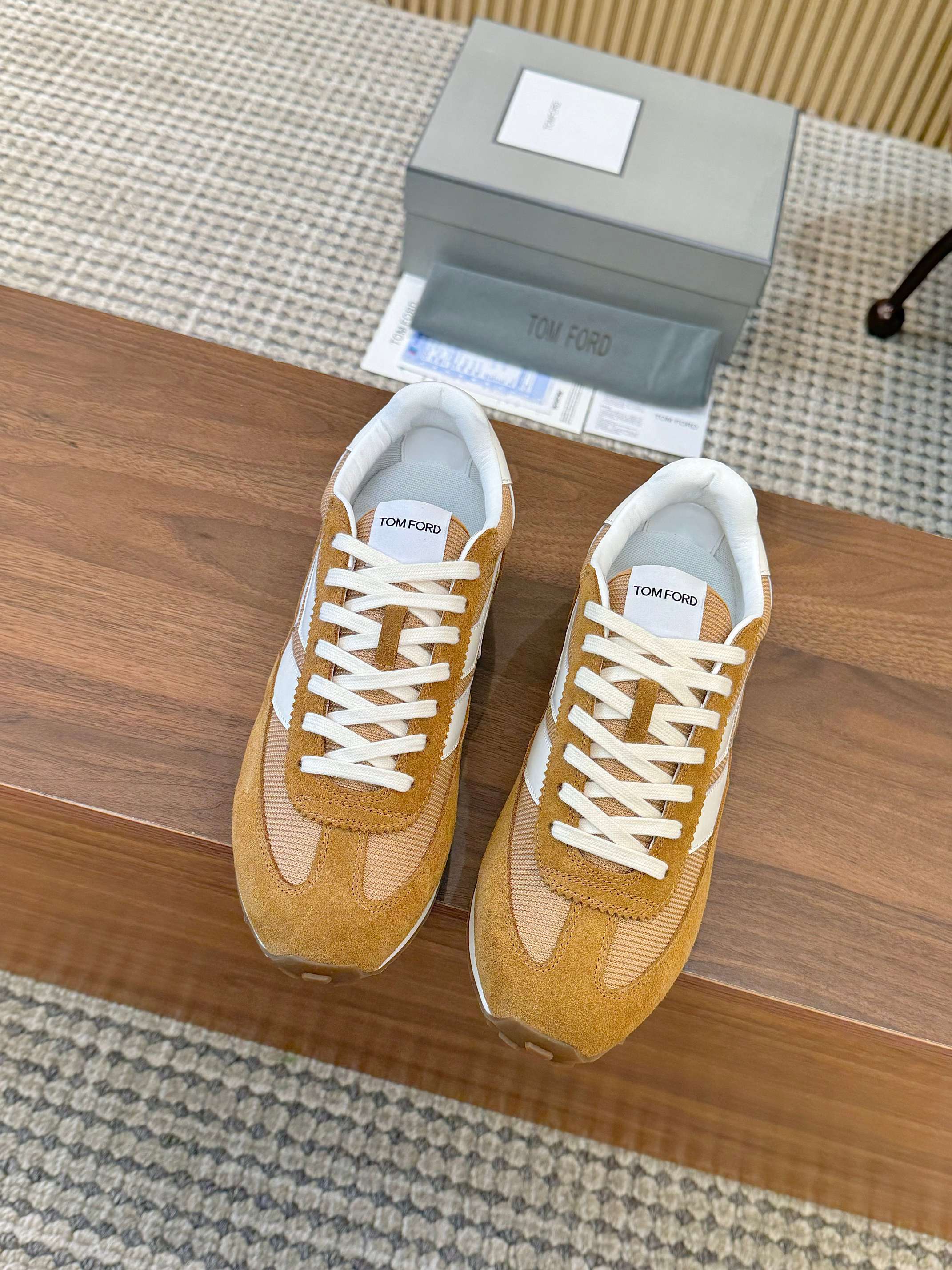 Tom Ford Retro Low-Top Sneakers Tan