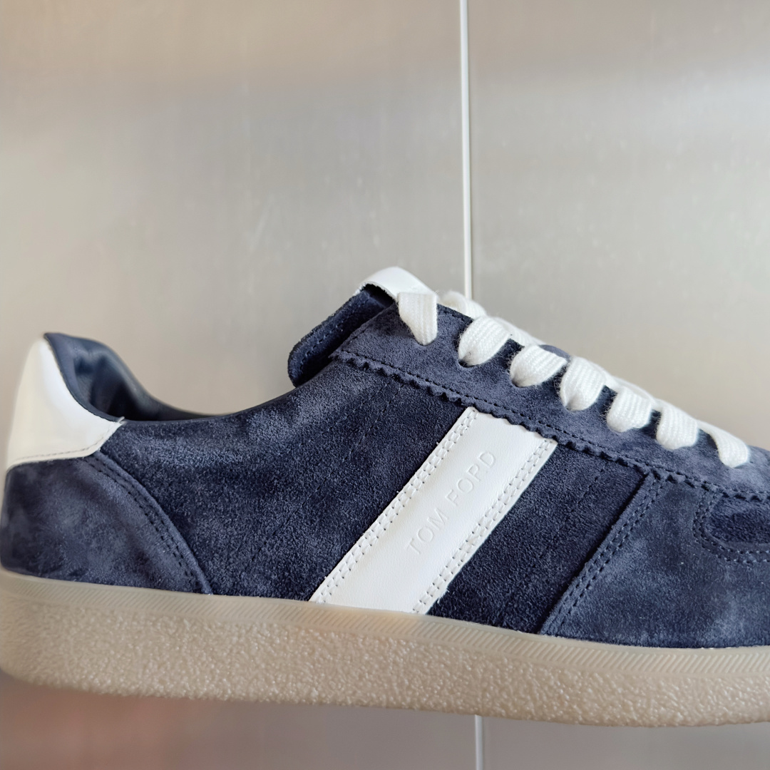 Tom Ford Suede Trainer Sneakers Navy/White