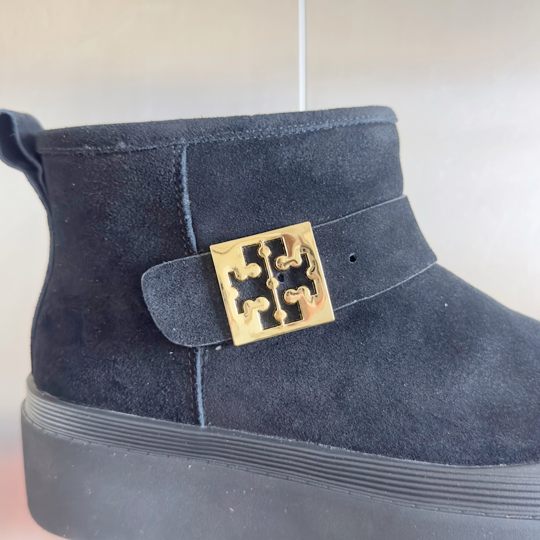Tory Burch Mellow Shearling Platform Snow Boots Black