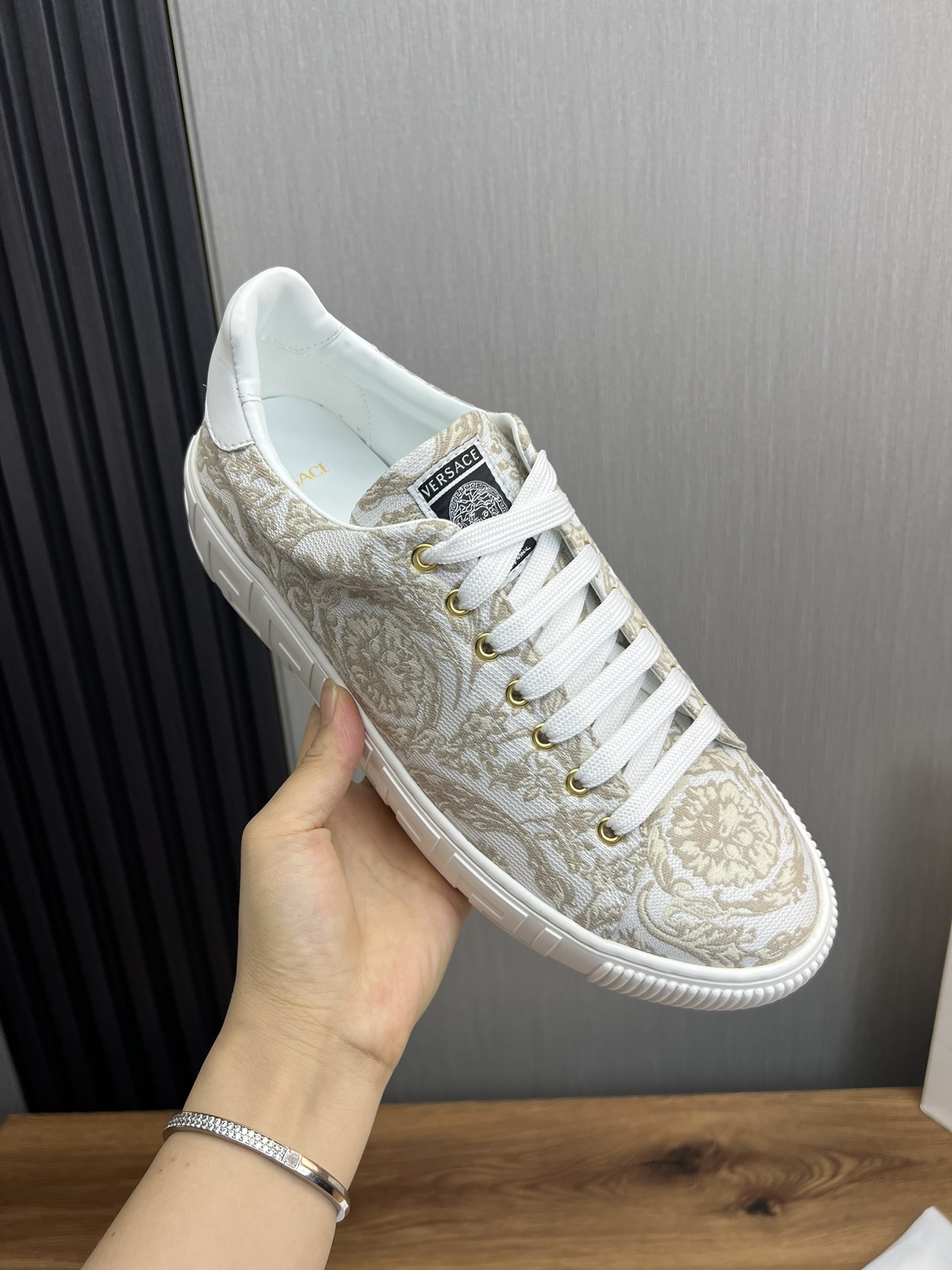Versace Jacquard Leather Sneakers Multi