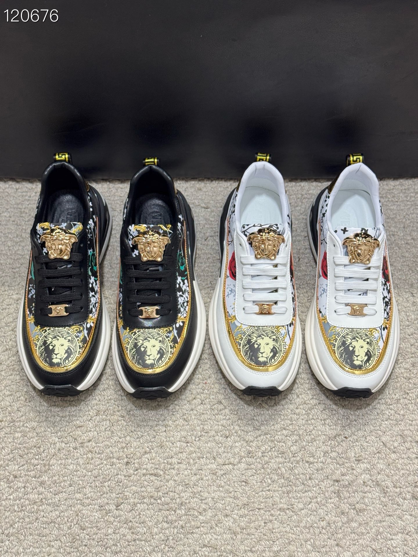 Versace Medusa Leather Sneakers Black/Gold