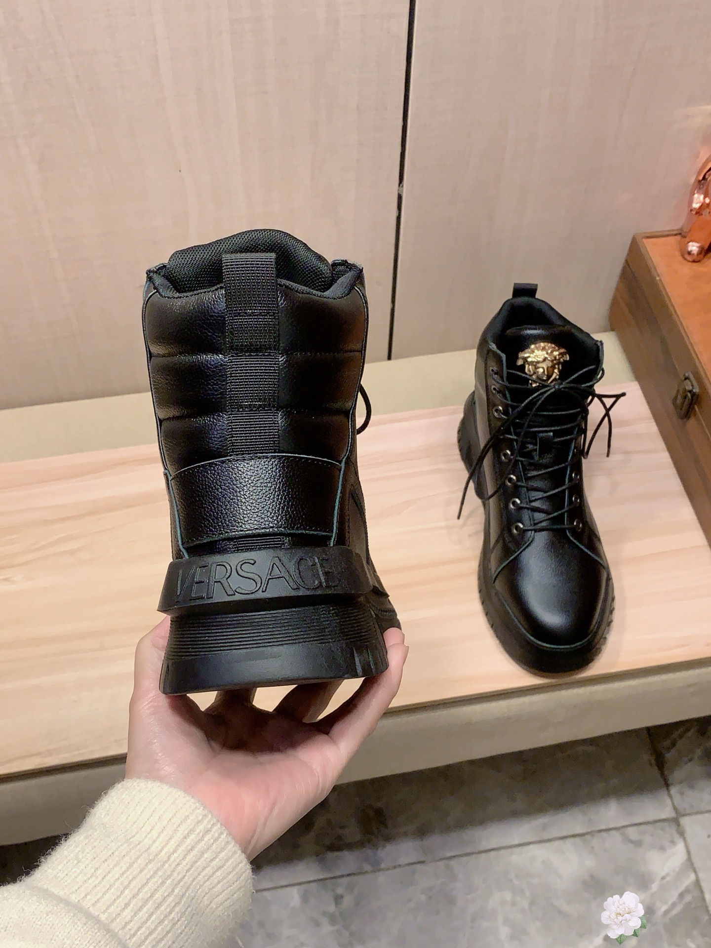 Versace Medusa High-Top Boots Black