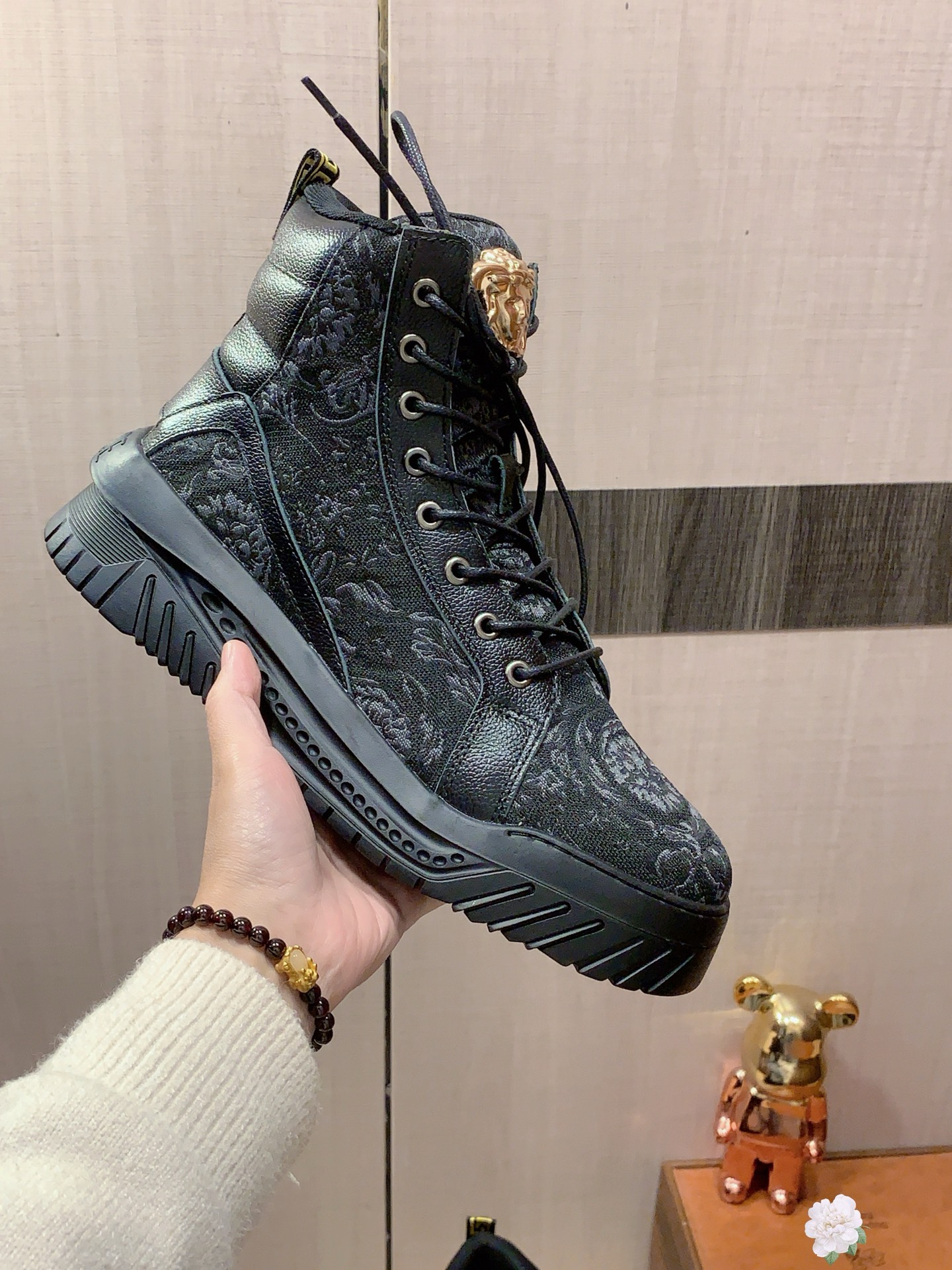 Versace Medusa High-Top Boots Black