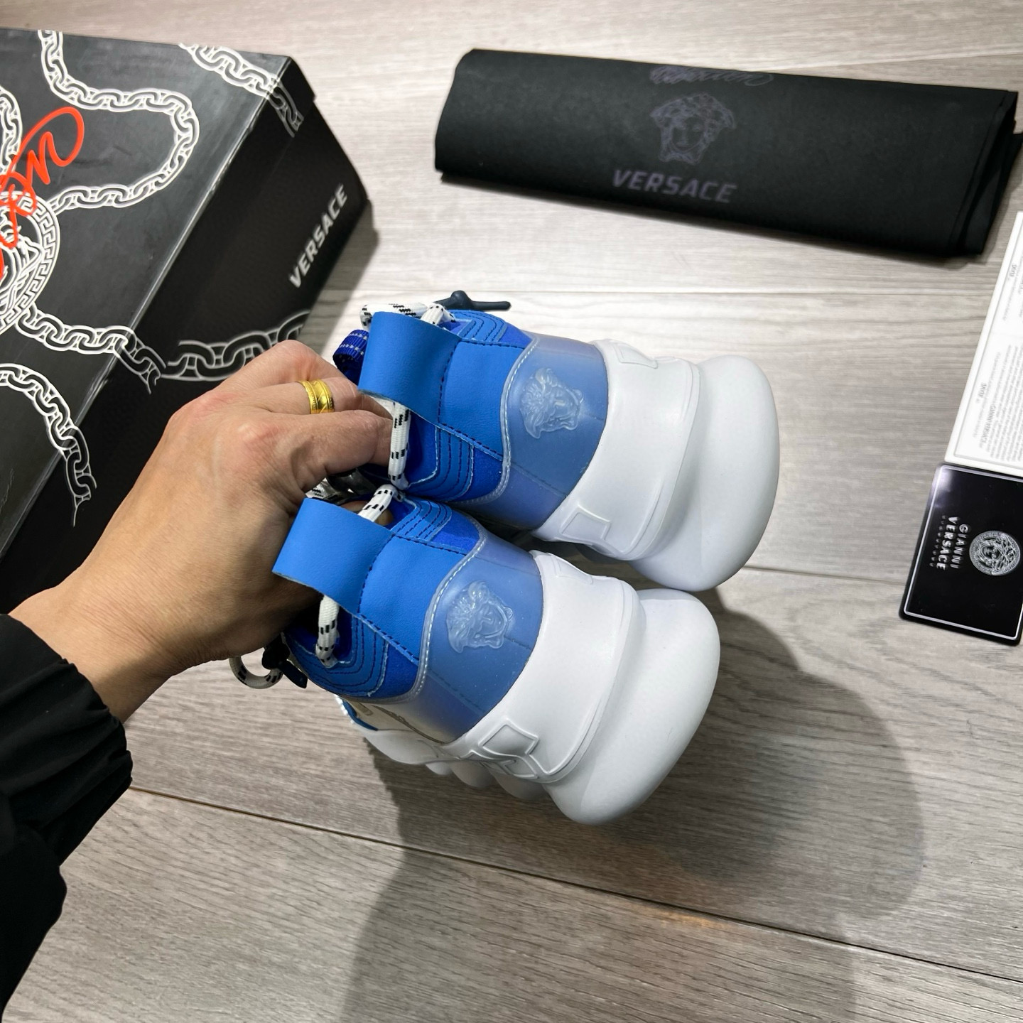 Versace Baroque Chunky Sneakers Blue