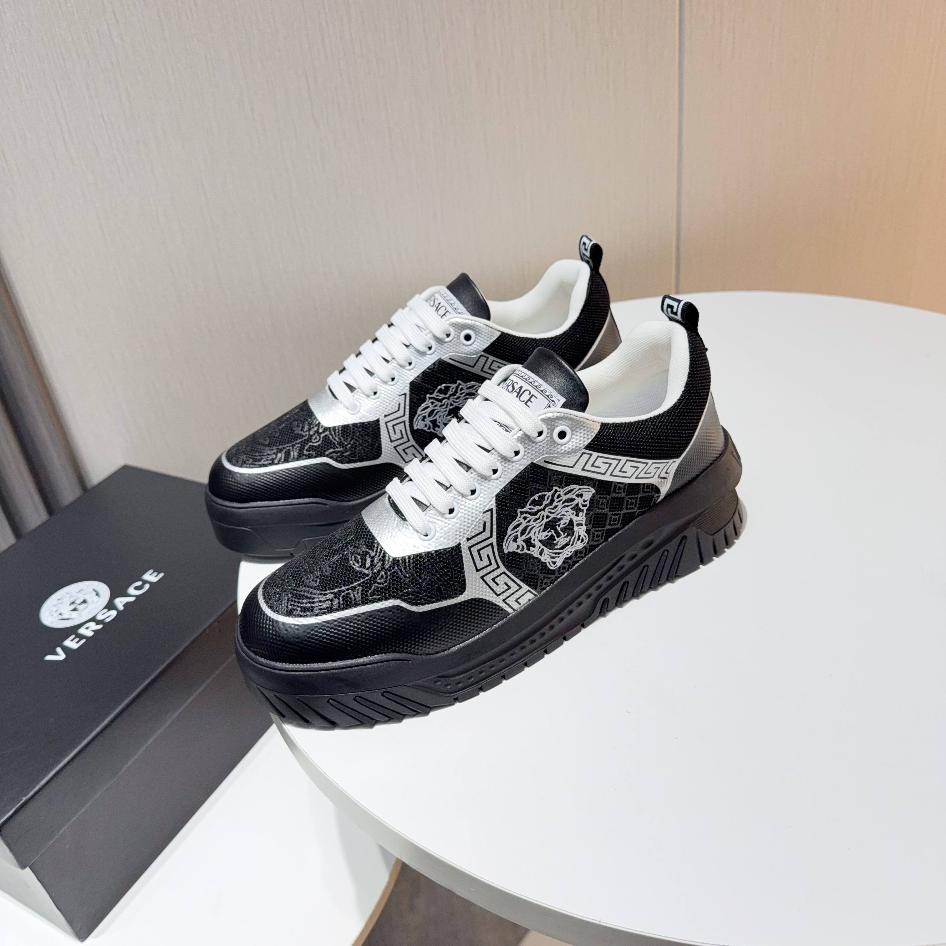 Versace Grace Labyrinth Knit Sneakers Black/Silver