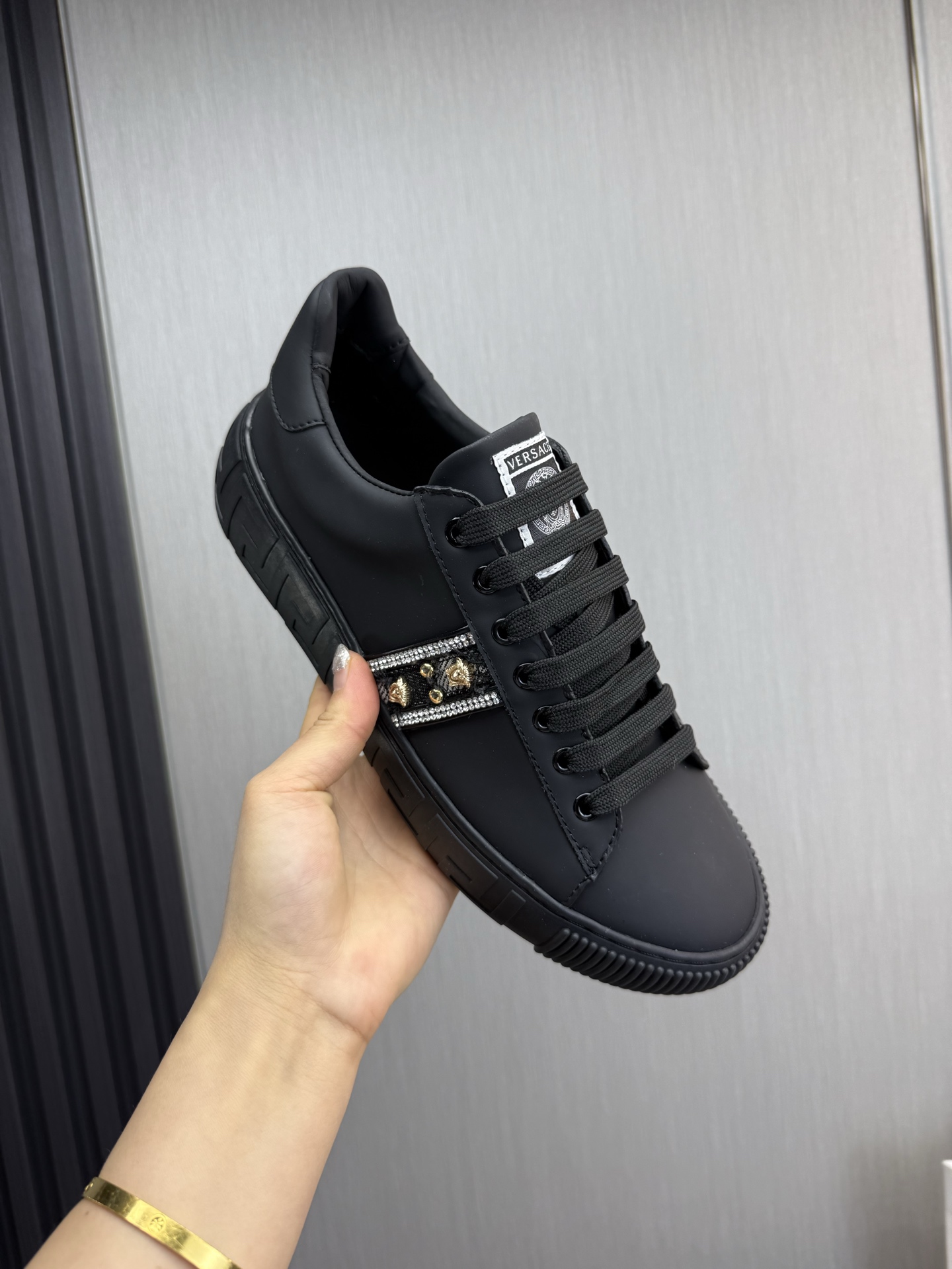 Versace Leather Casual Sneakers Multi-Color
