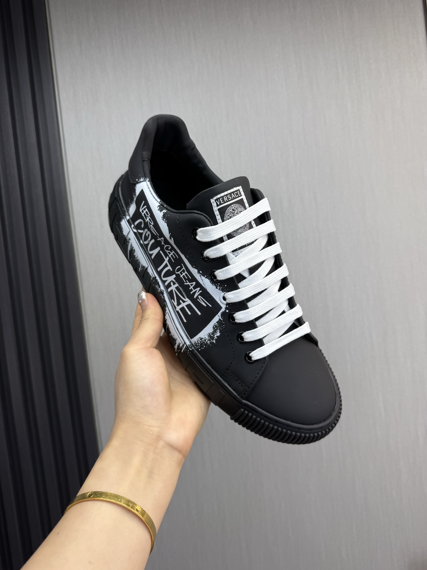 Versace Leather Low-Top Sneakers Multicolor