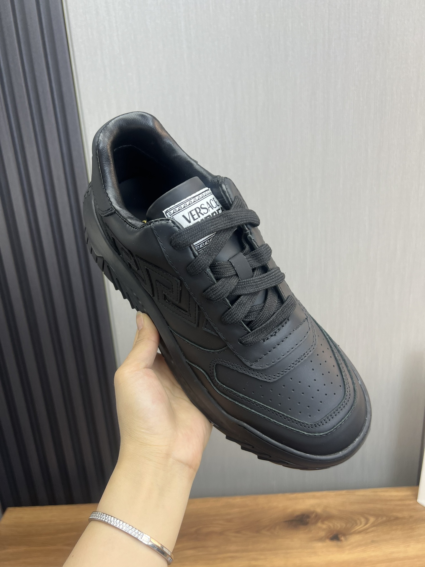 Versace Leather Casual Sneakers Black