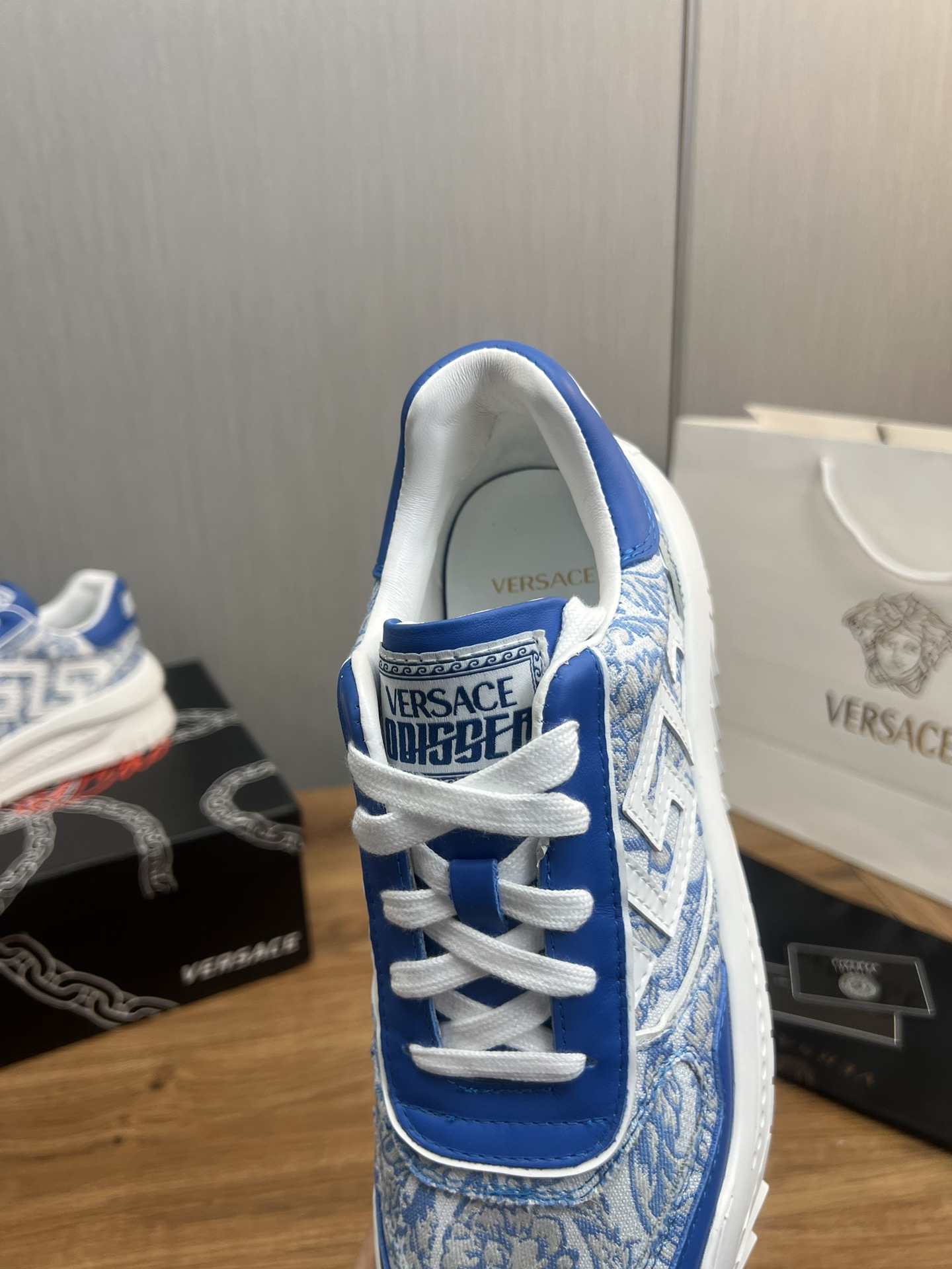 Versace Leather Casual Sneakers Blue