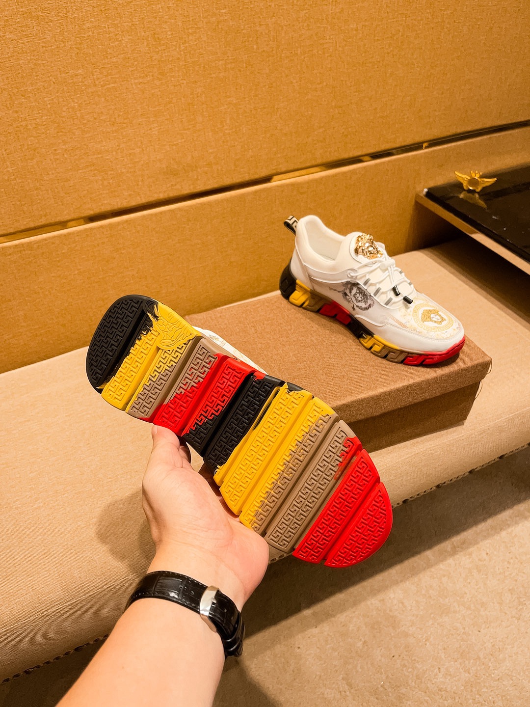 Versace Leather Runner Sneakers Multicolor