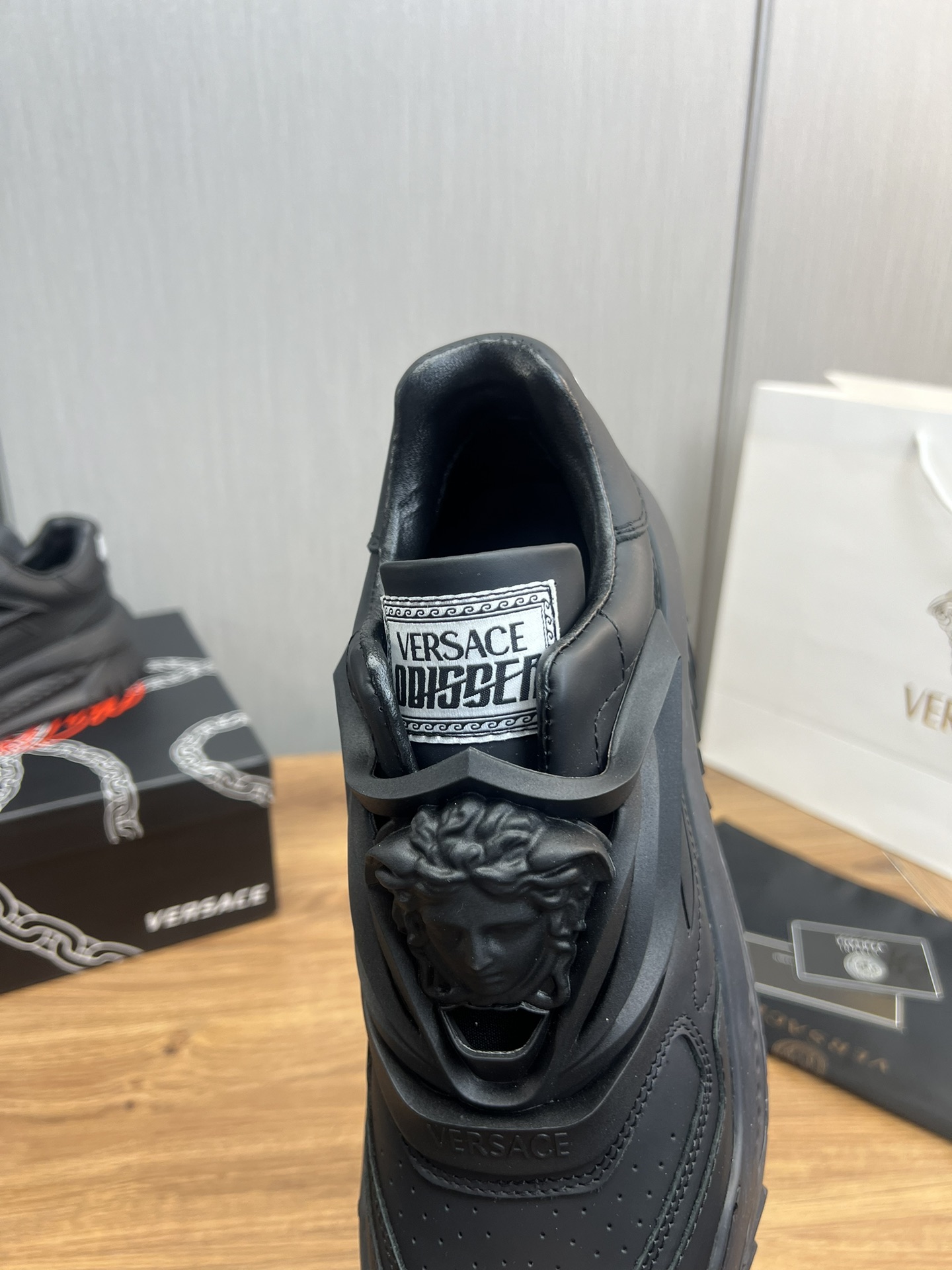 Versace Odissea Leather Sneakers Black