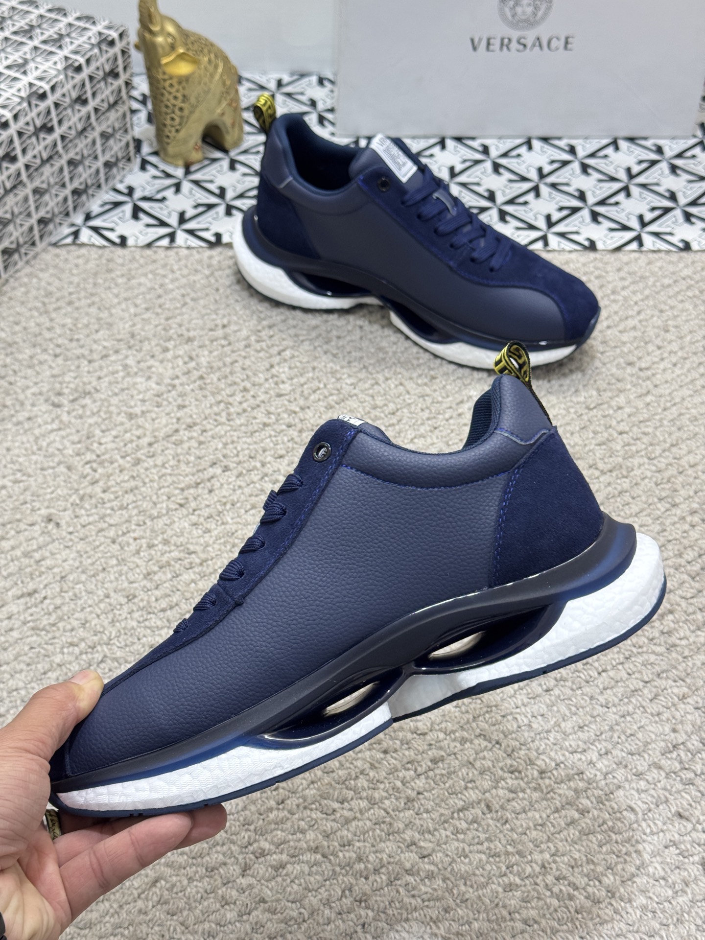 Versace Low-Top Runner Sneakers Navy