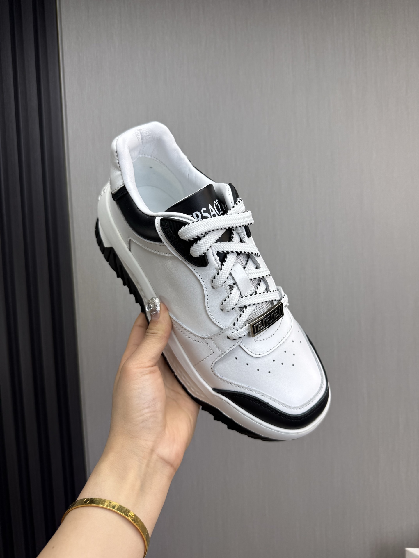 Versace Leather Chunky Sneakers White/Black