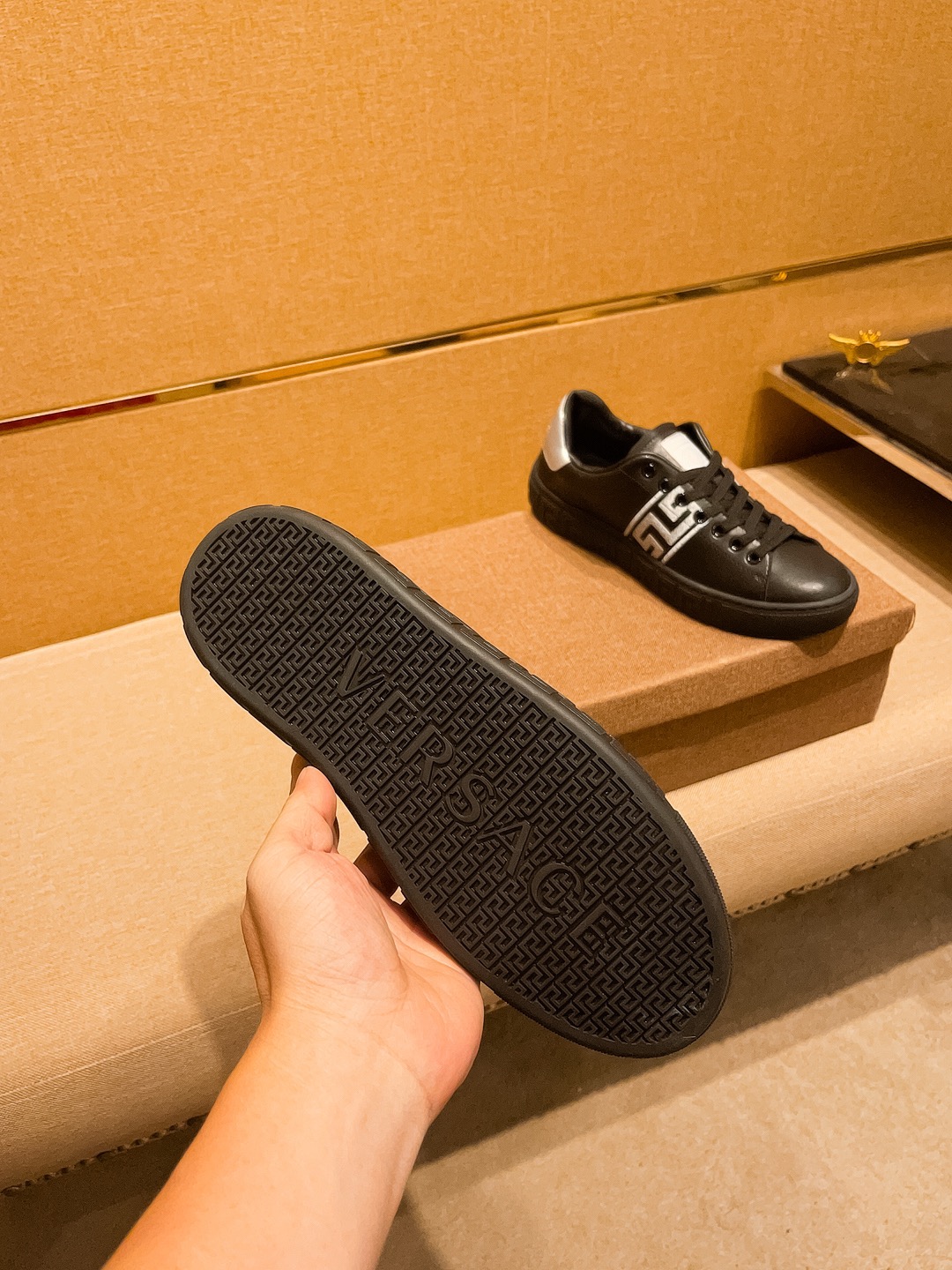Versace Leather Low-Top Sneakers Black