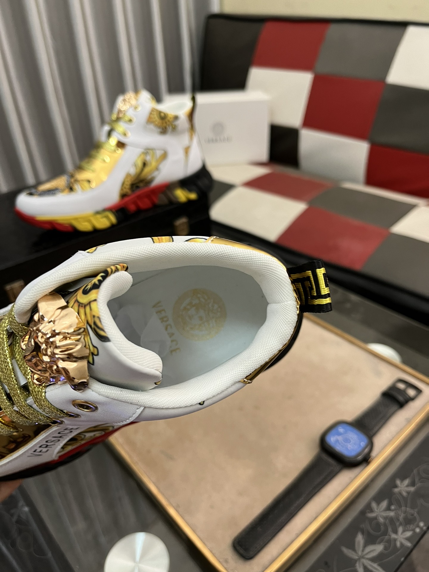 Versace Baroque High-Top Sneakers White/Gold