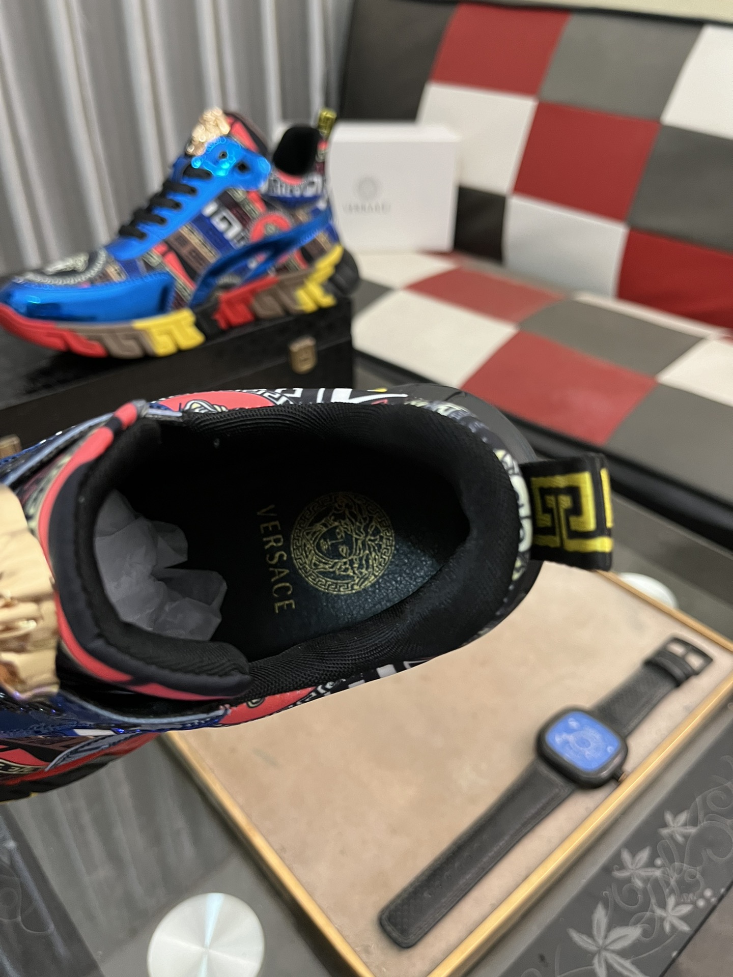 Versace Leather Chunky Sneakers Multicolor