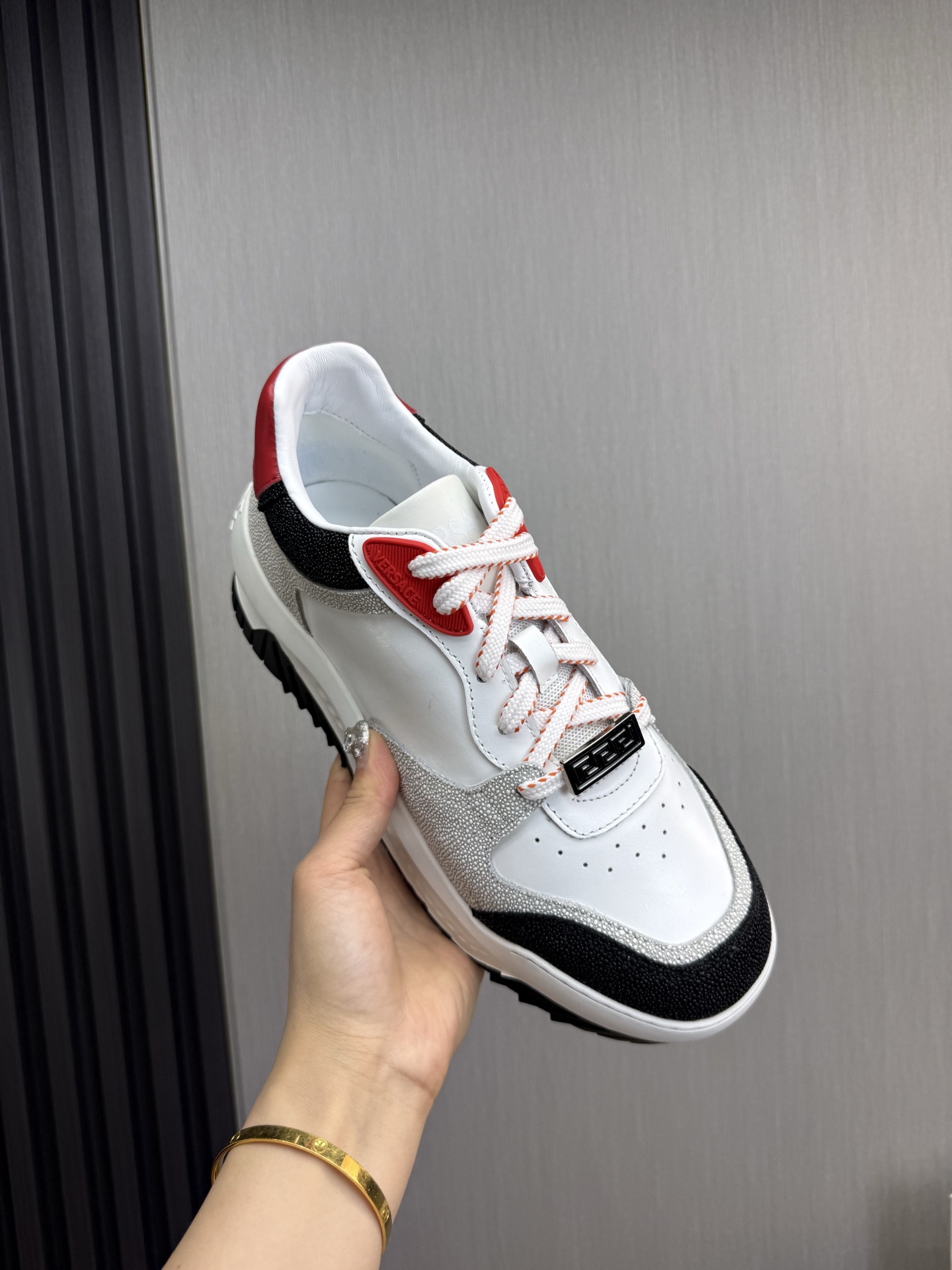 Versace Leather Casual Sneakers Multi-Color