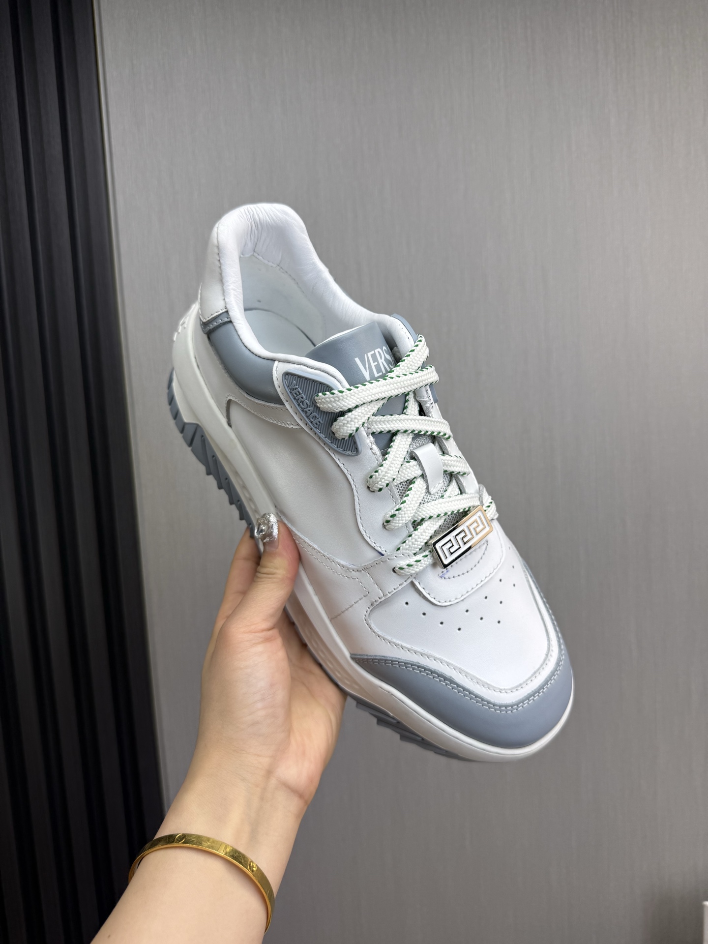 Versace Leather Casual Sneakers White/Grey