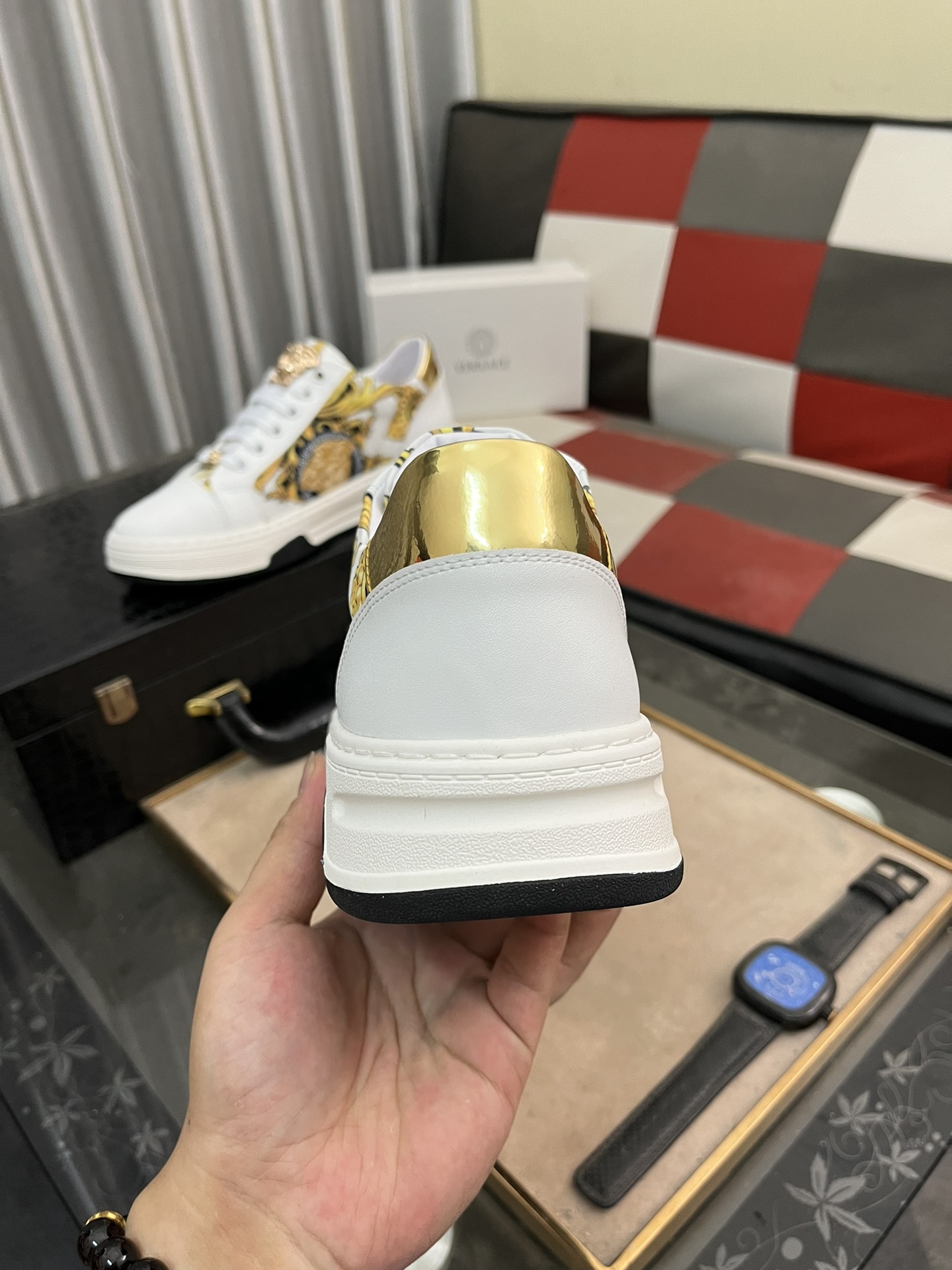 Versace Medusa Leather Sneakers White/Gold