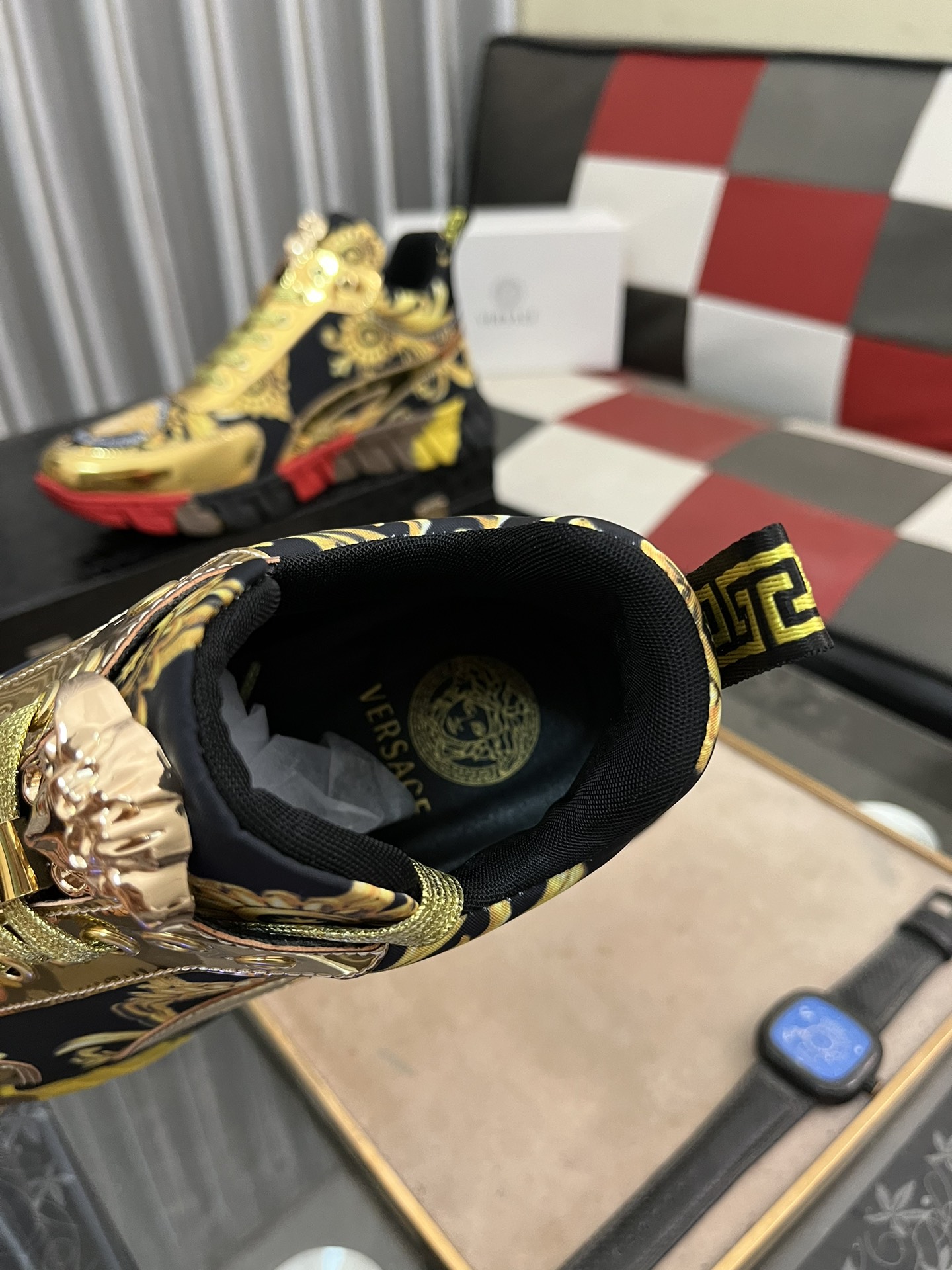 Versace Baroque Leather Sneakers Multicolor