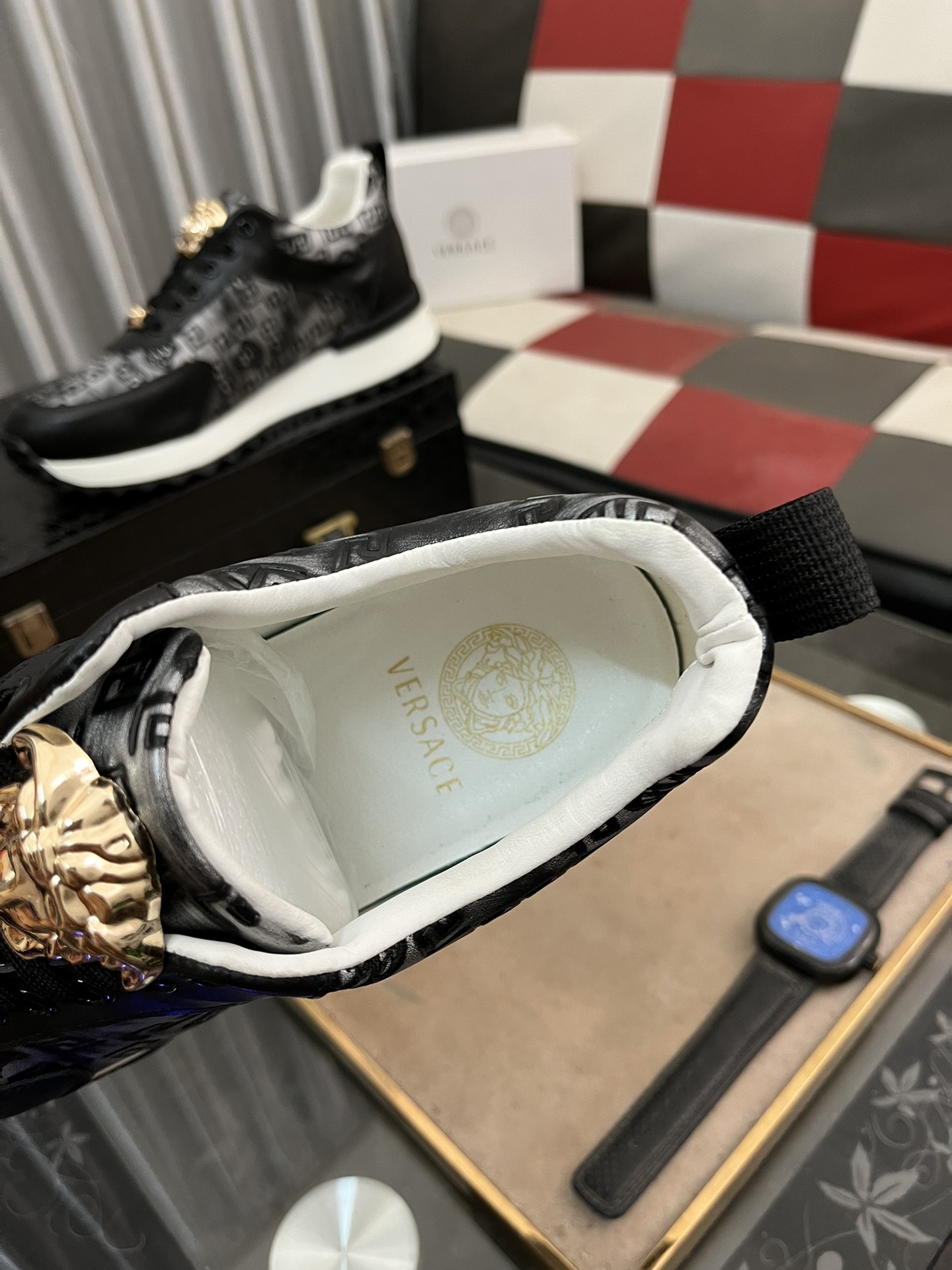 Versace Medusa Leather Runner Sneakers Black/Grey