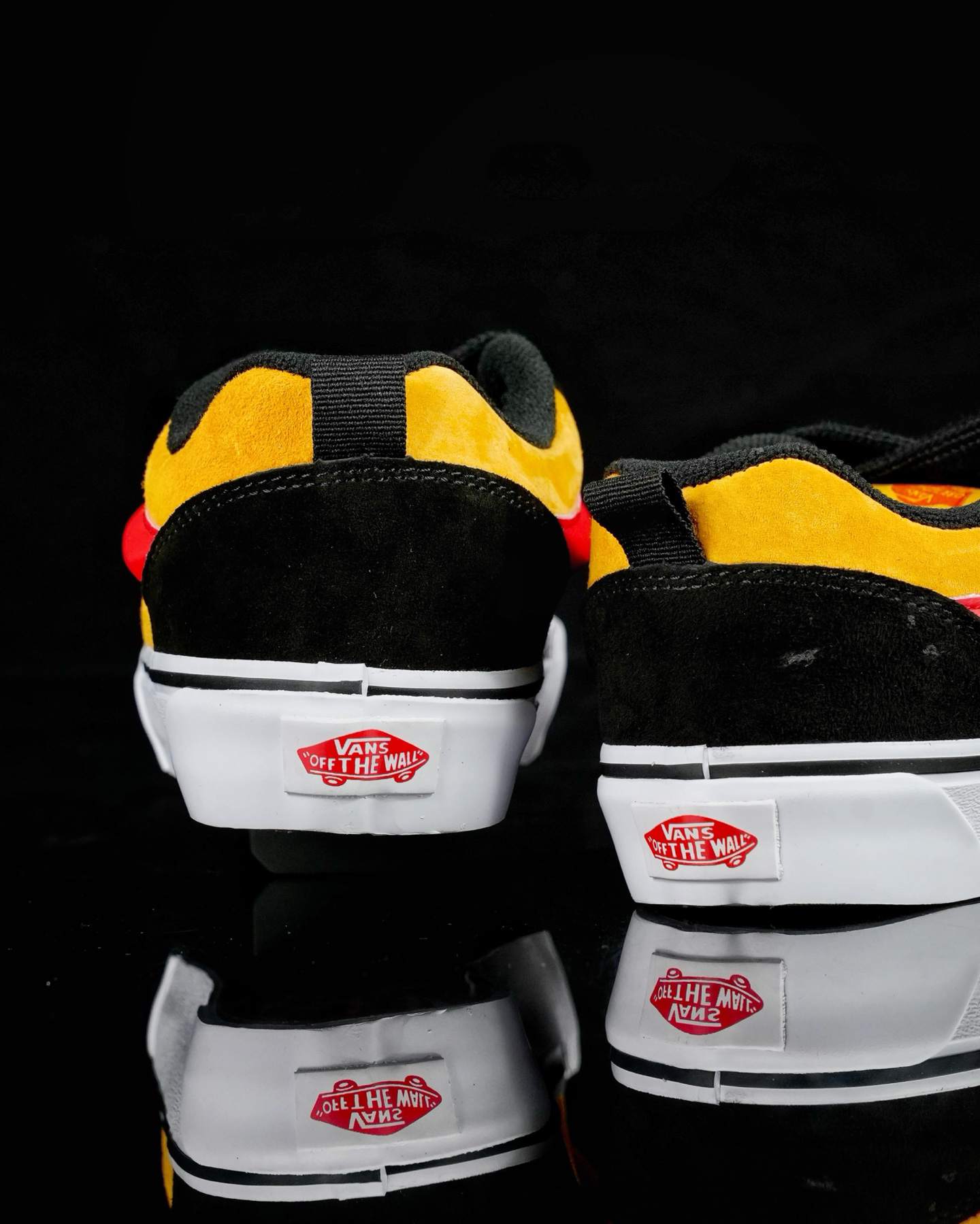 Vans Knu Skool Suede Skate Shoes Black/Yellow/Red