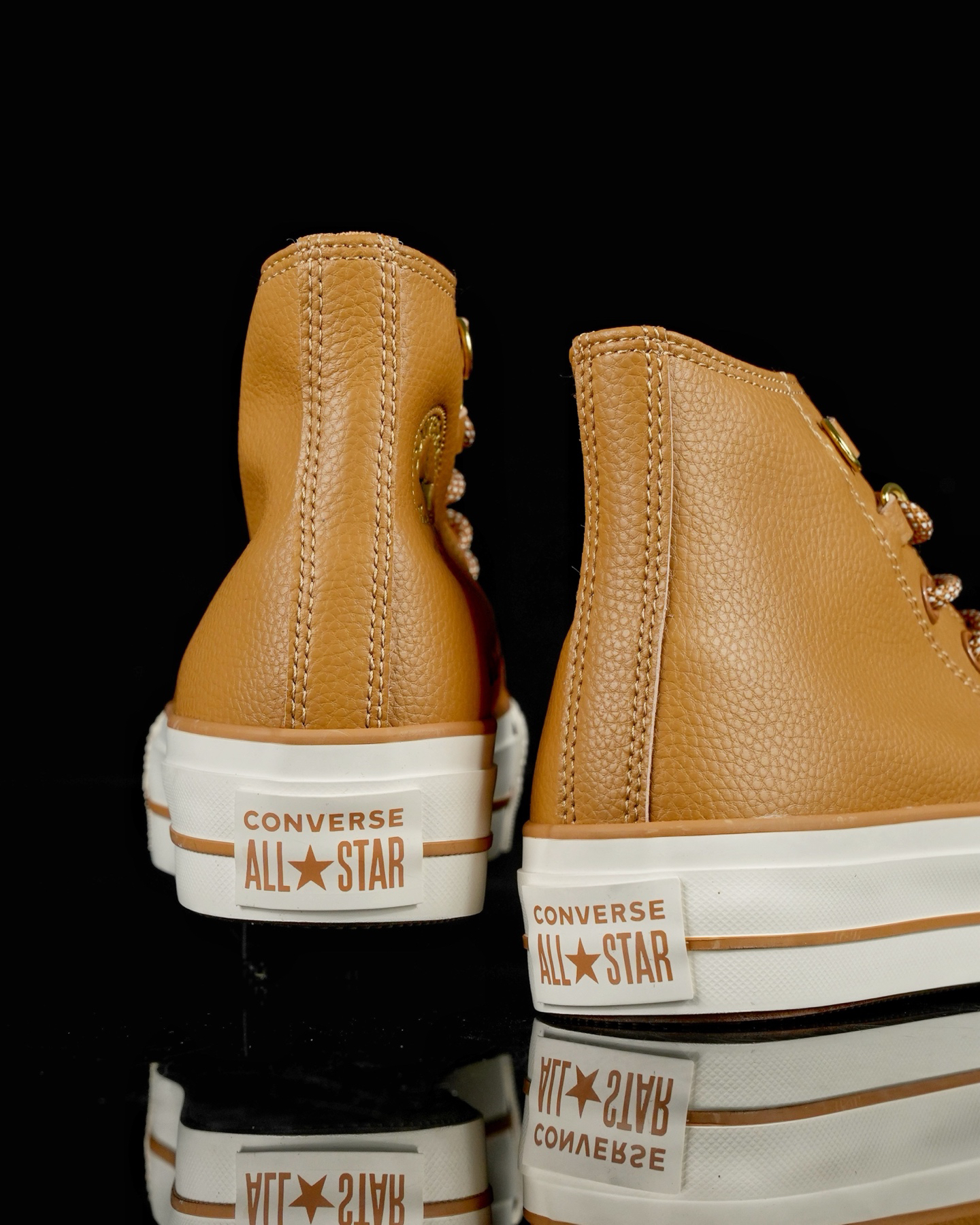 Converse All Star Lift Leather Platform Sneakers Brown