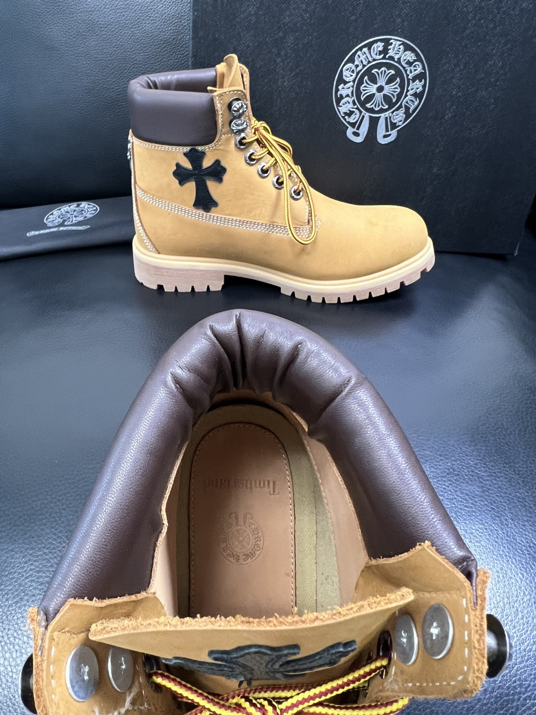 Chrome Heart x Timberland Leather Boots Wheat