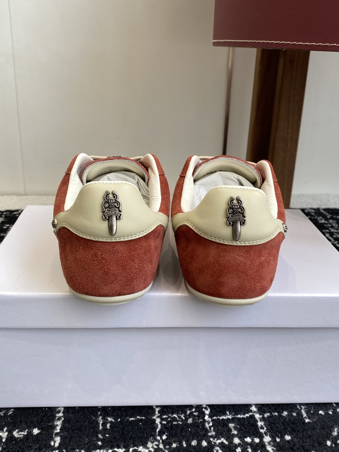 Rick Owens Suede Low Sneaker Red