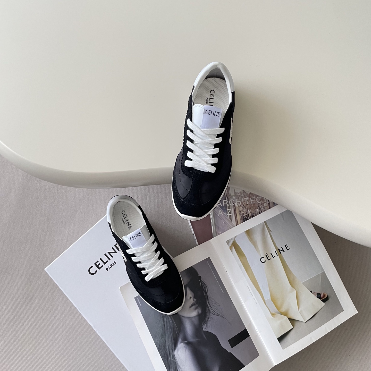 Celine Racer Retro Trainer Black/White