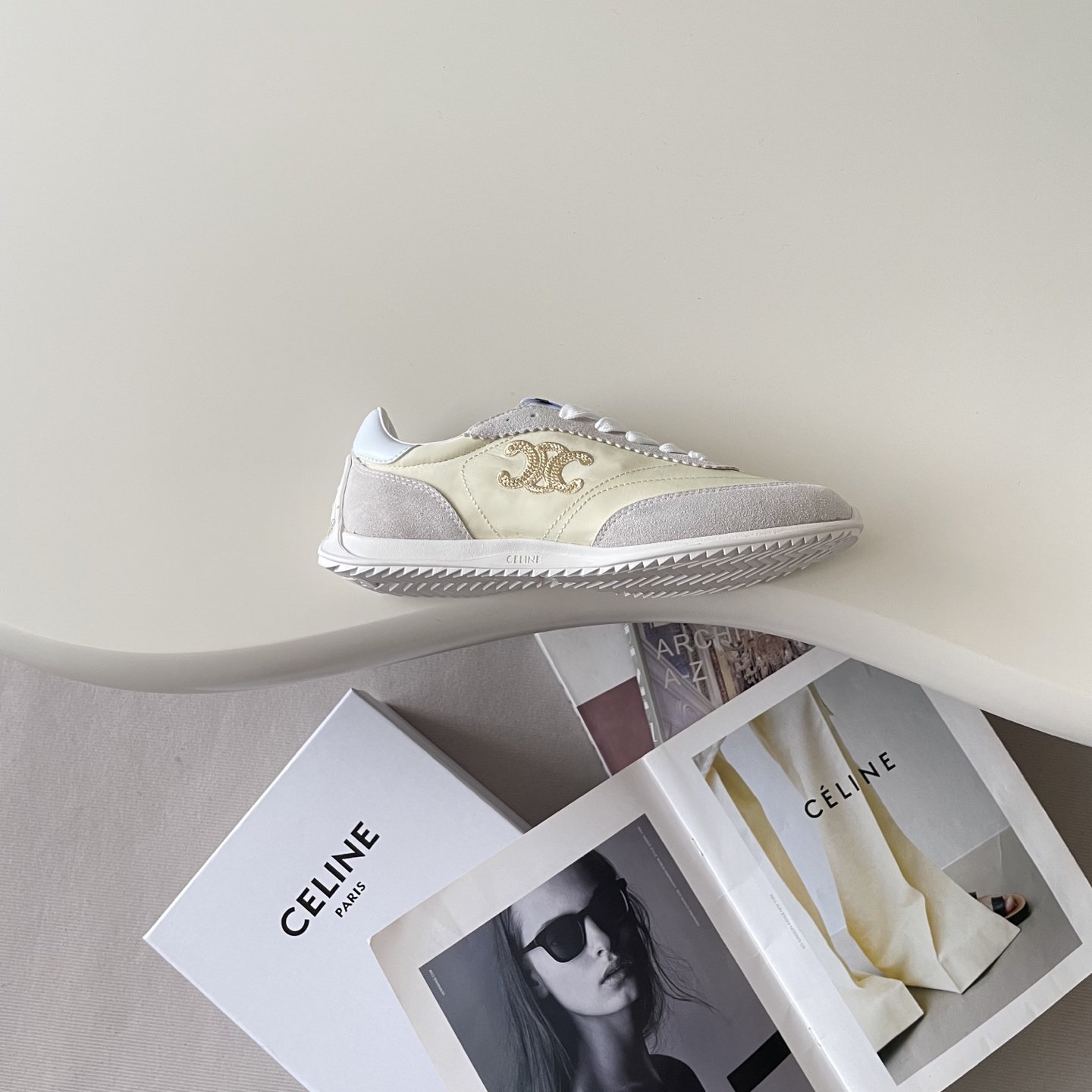 Celine Racer Trainer Sneaker Cream
