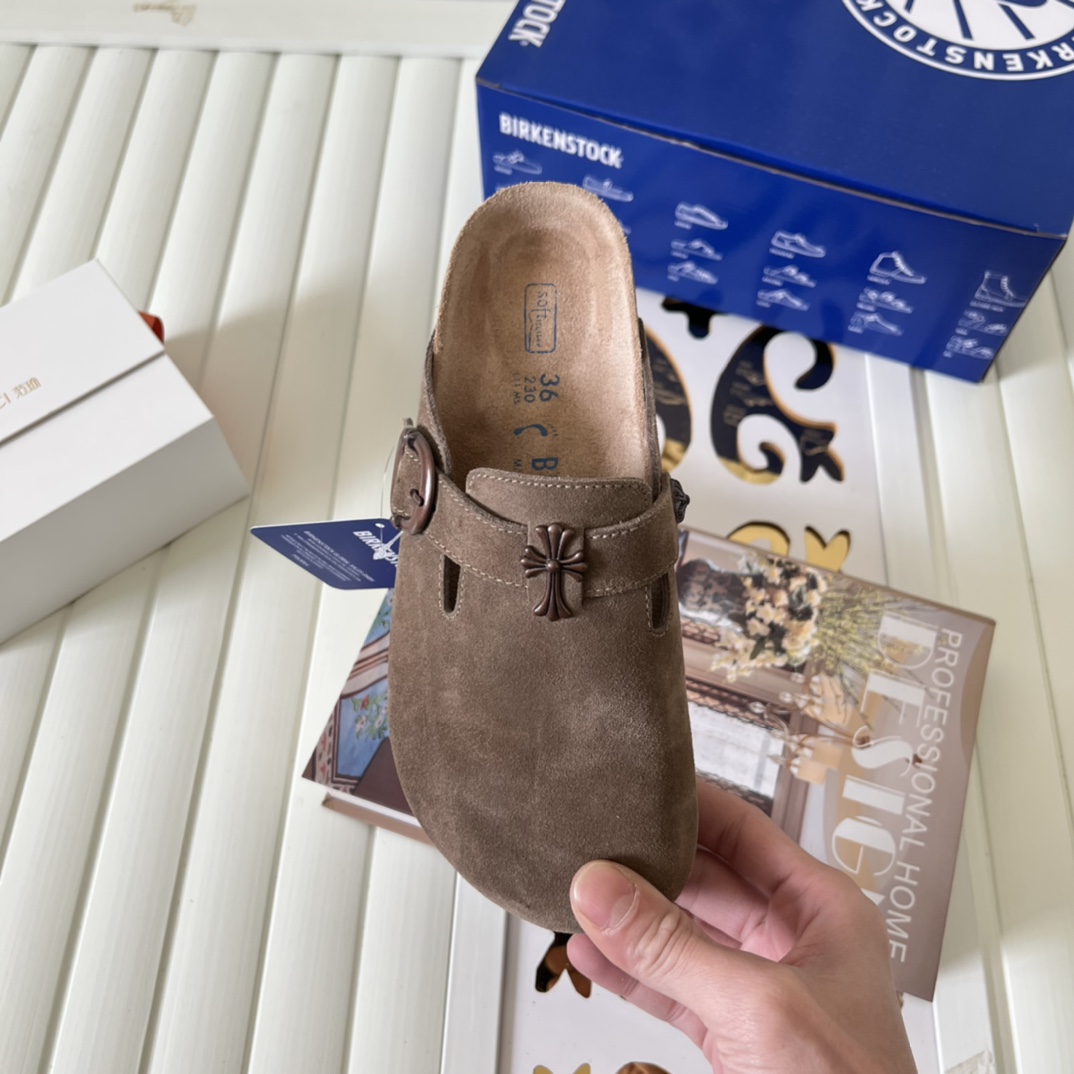Birkenstock Suede Cross Clog Brown