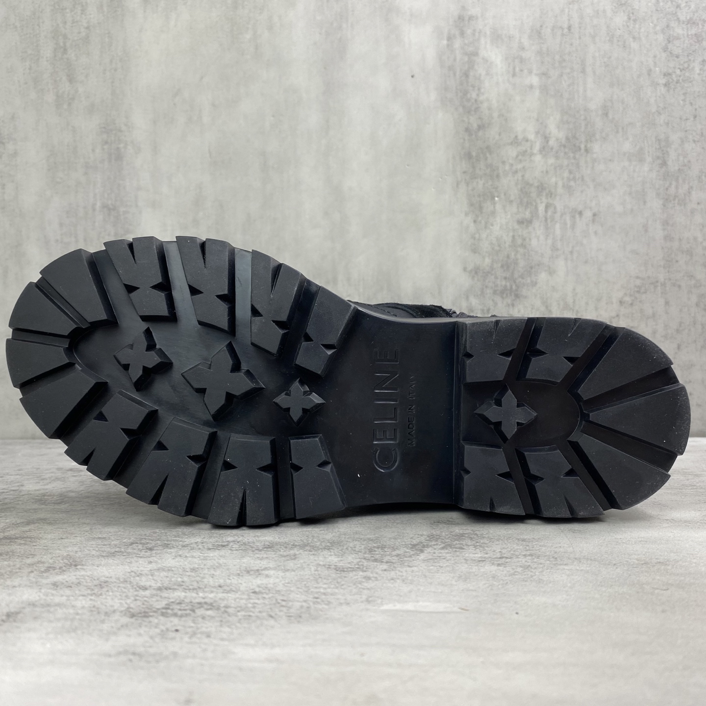 Celine Triomphe Lace-Up Boots Black
