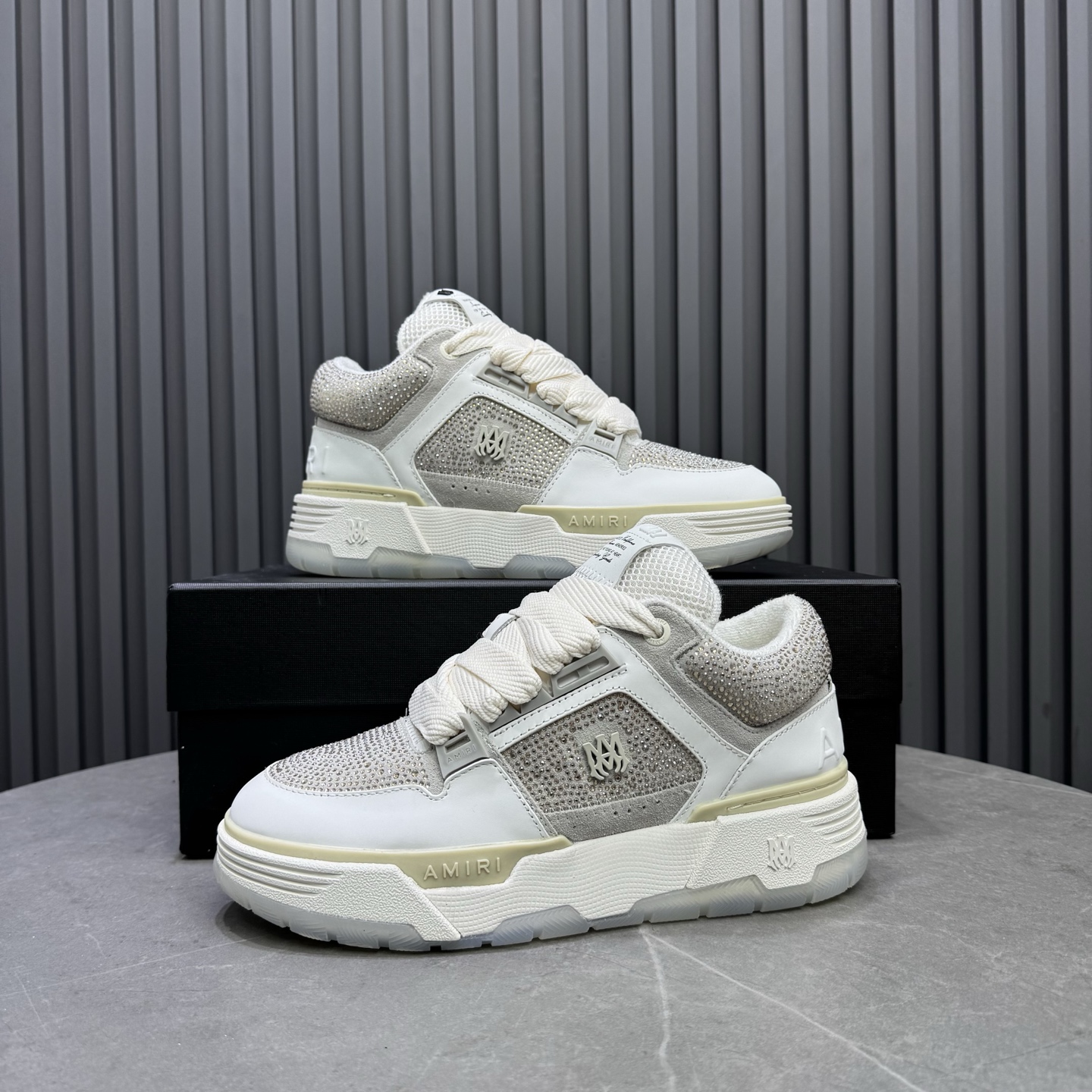 Amiri Crystal Low-Top Sneakers White
