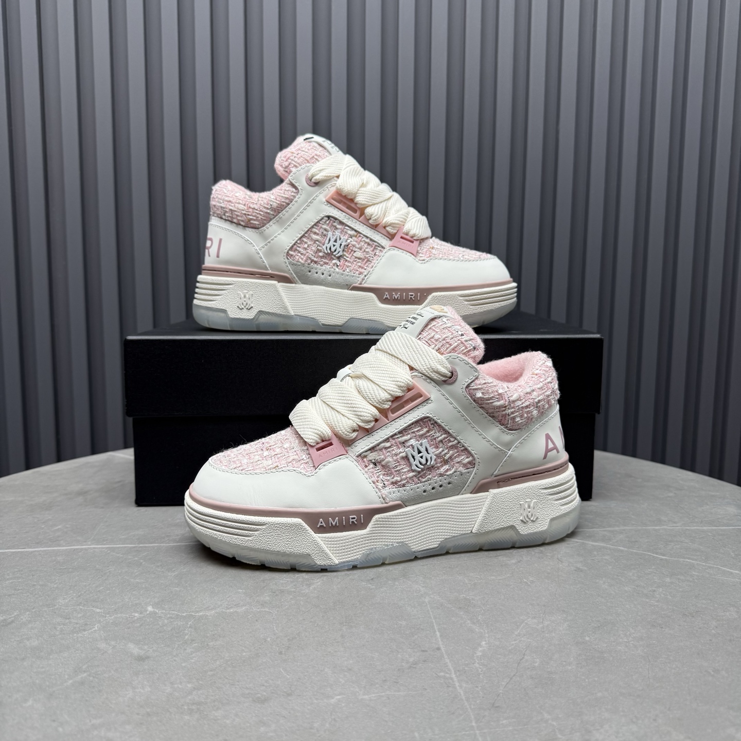 AMIRI Tweed Low-Top Sneakers Pink