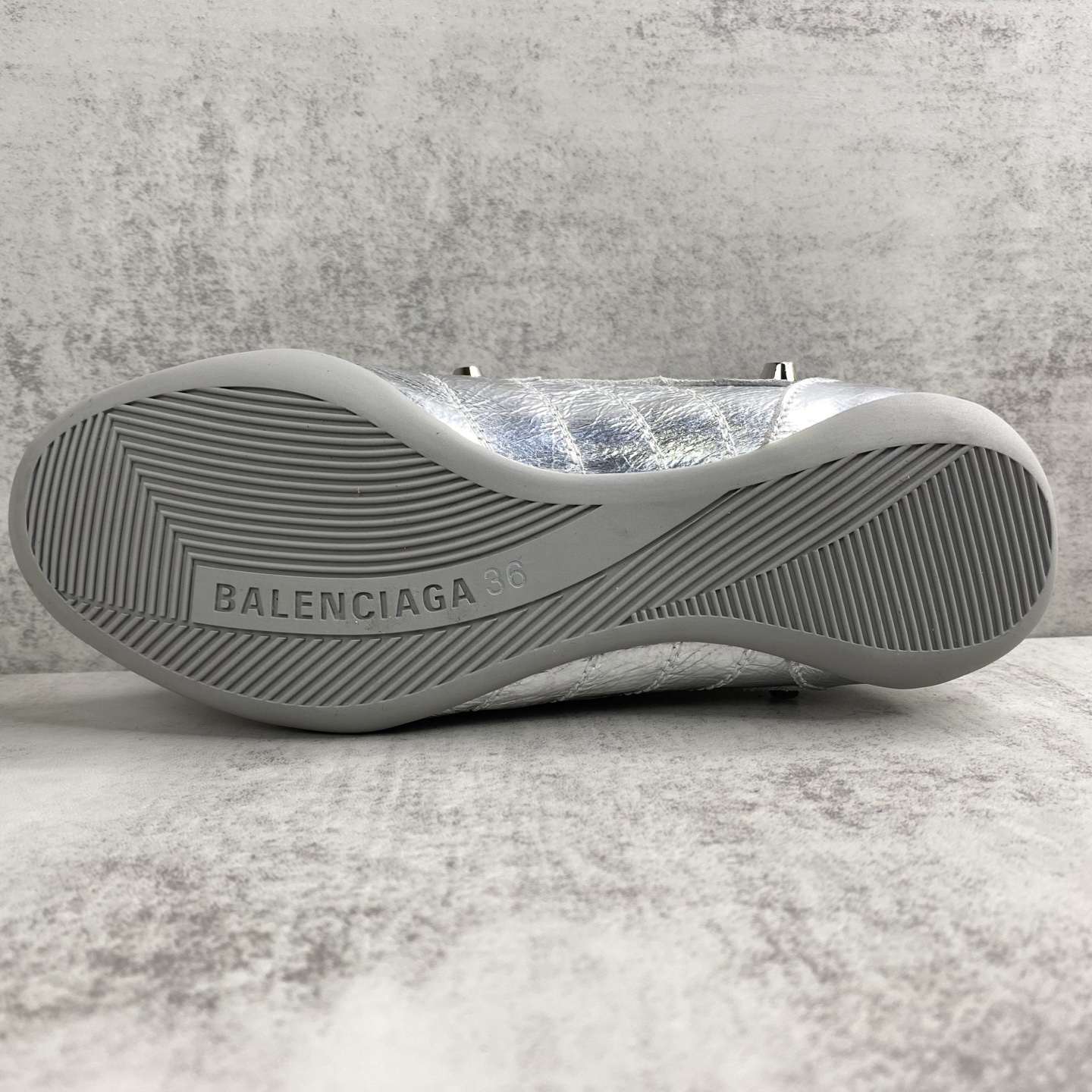 Balenciaga Punk Stud Lace-Up Shoes Silver