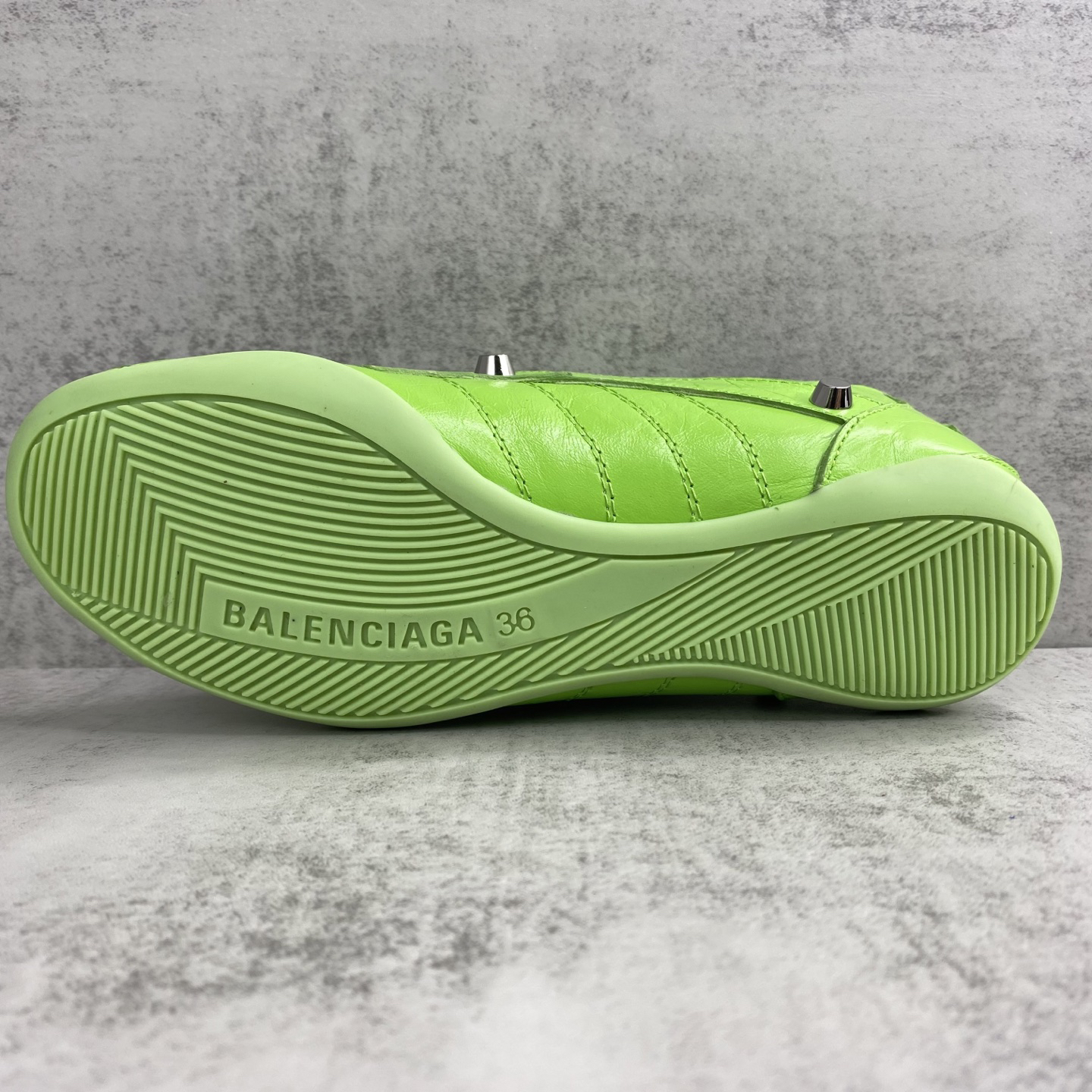 Balenciaga Punk Stud Lace-Up Shoes Neon Green