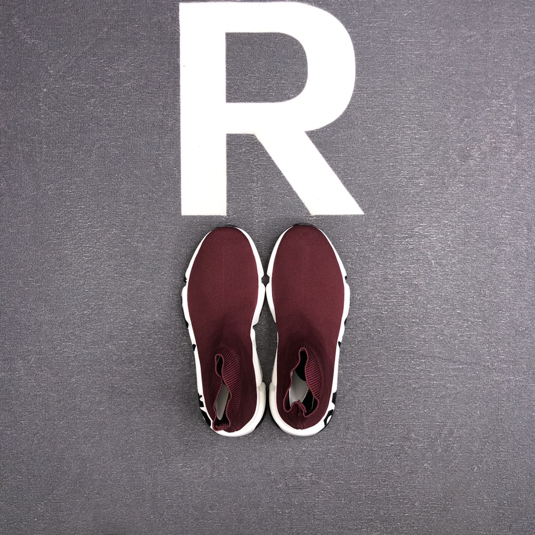 Balenciaga Speed Trainer Sock Sneakers Burgundy