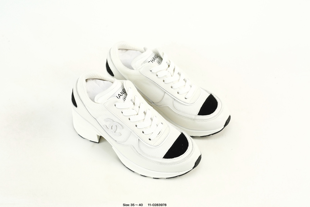 Chanel Calfskin Low-Top Sneakers White/Black