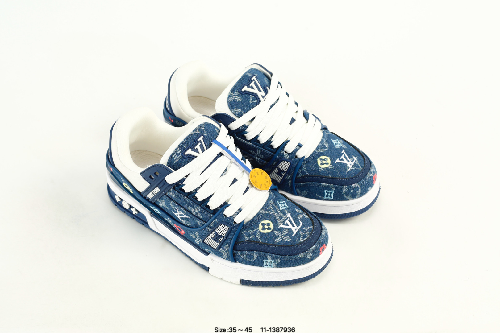 Louis Vuitton Trainer Low Denim Sneakers Blue