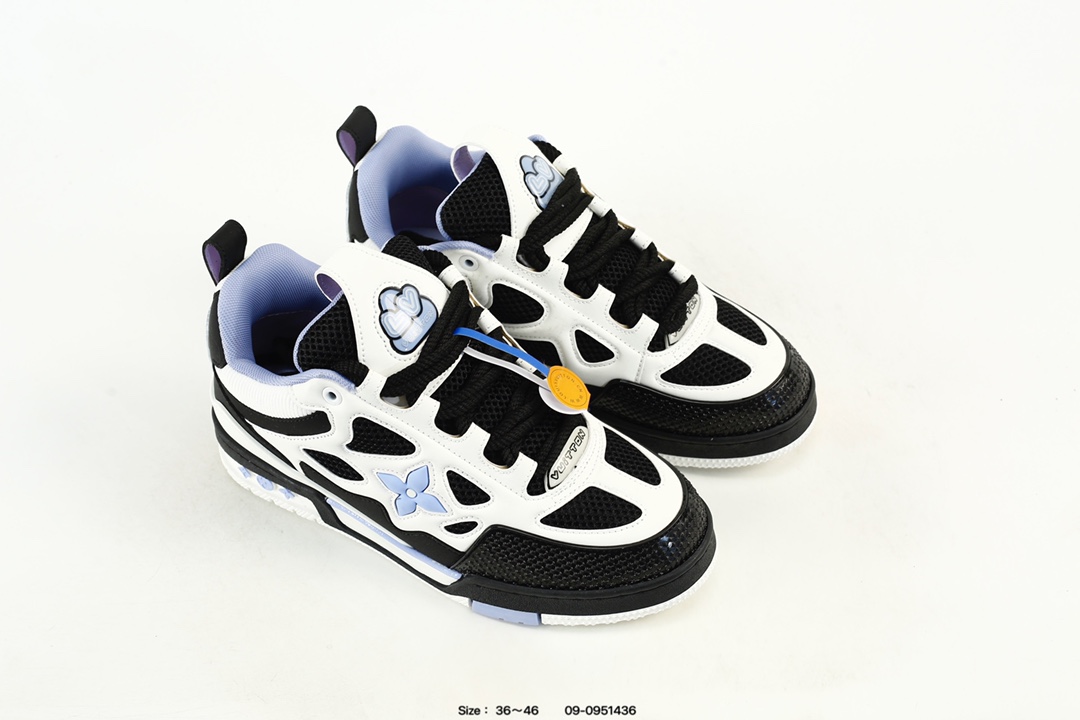 Louis Vuitton Trainer Low Sneaker Black White Blue