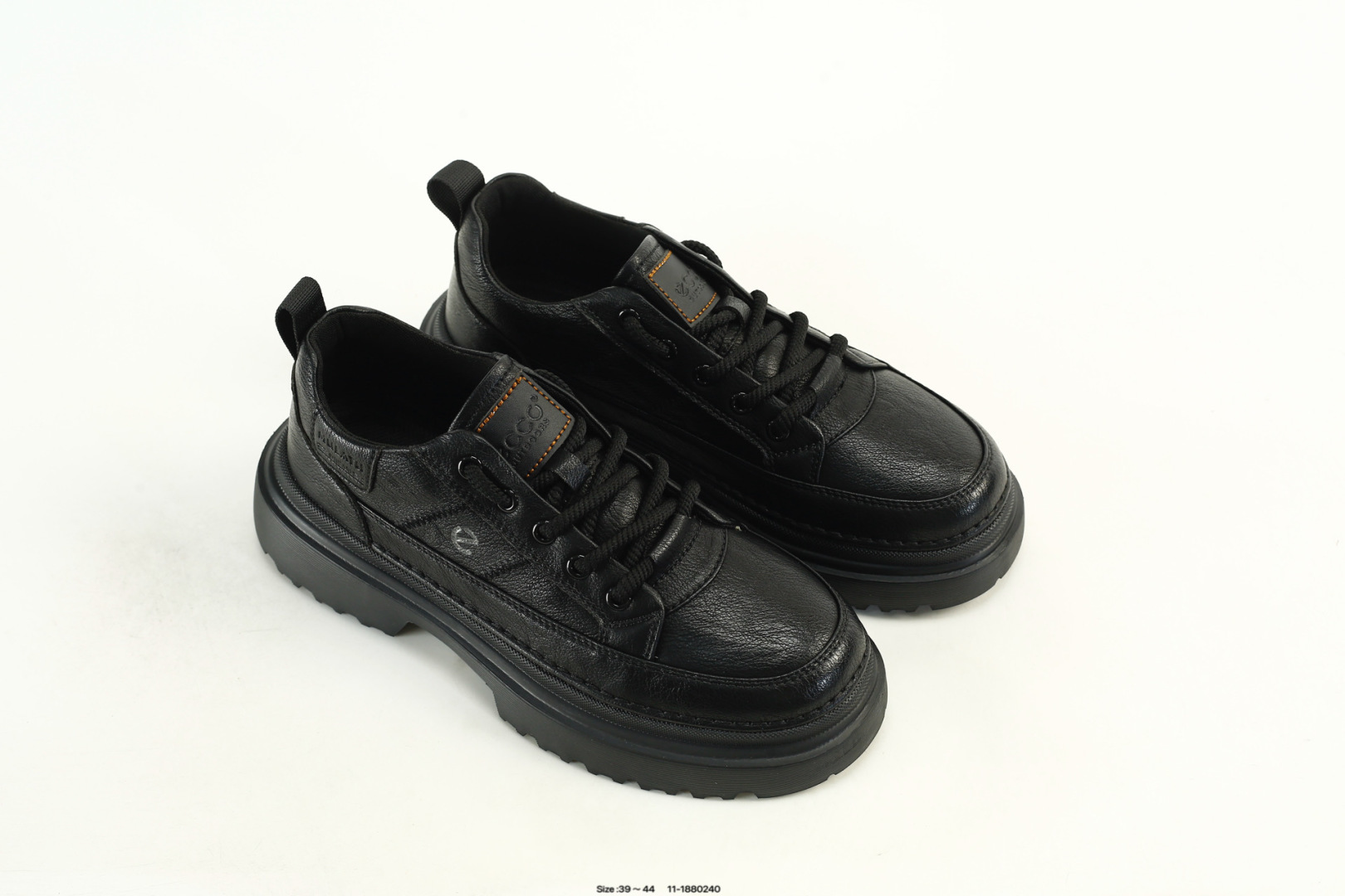 ECCO Platform Leather Sneakers Black