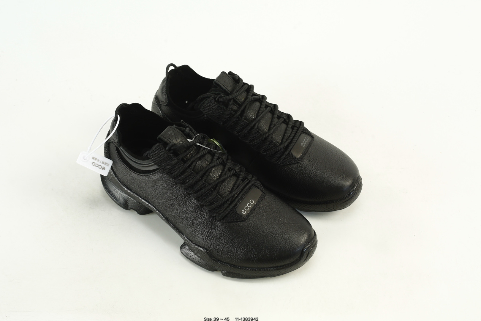 ECCO Breathable Leather Sneakers Black