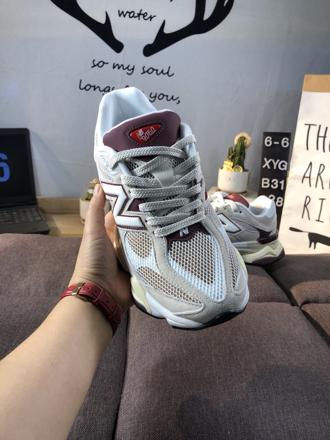 New Balance 9060 Dad Sneaker Grey Wine Red