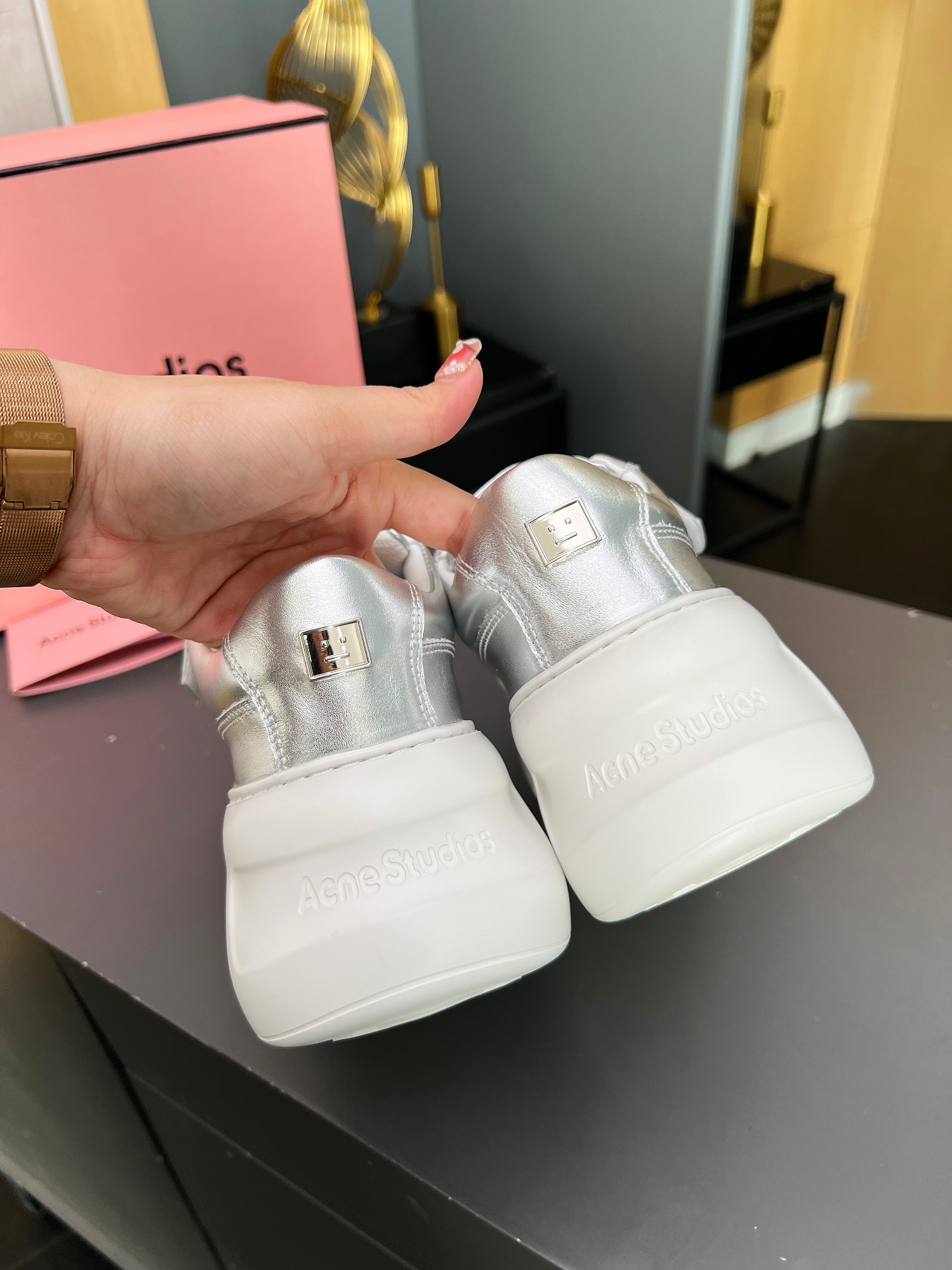 Acne Studios Velcro Platform Sneakers Silver